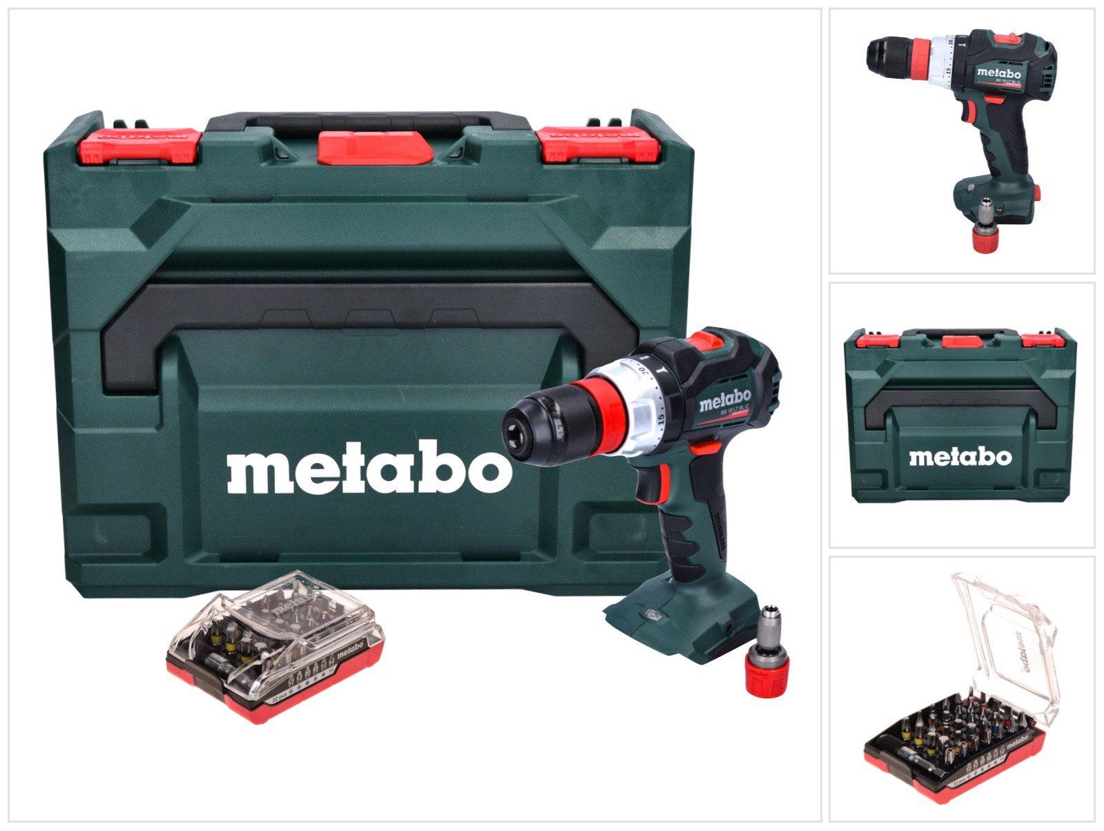 metabo Akku-Schrauber BS 18 LT BL Q Akku Bohrschrauber 18 V 75 Nm Brushless + Bit Set 32 tl