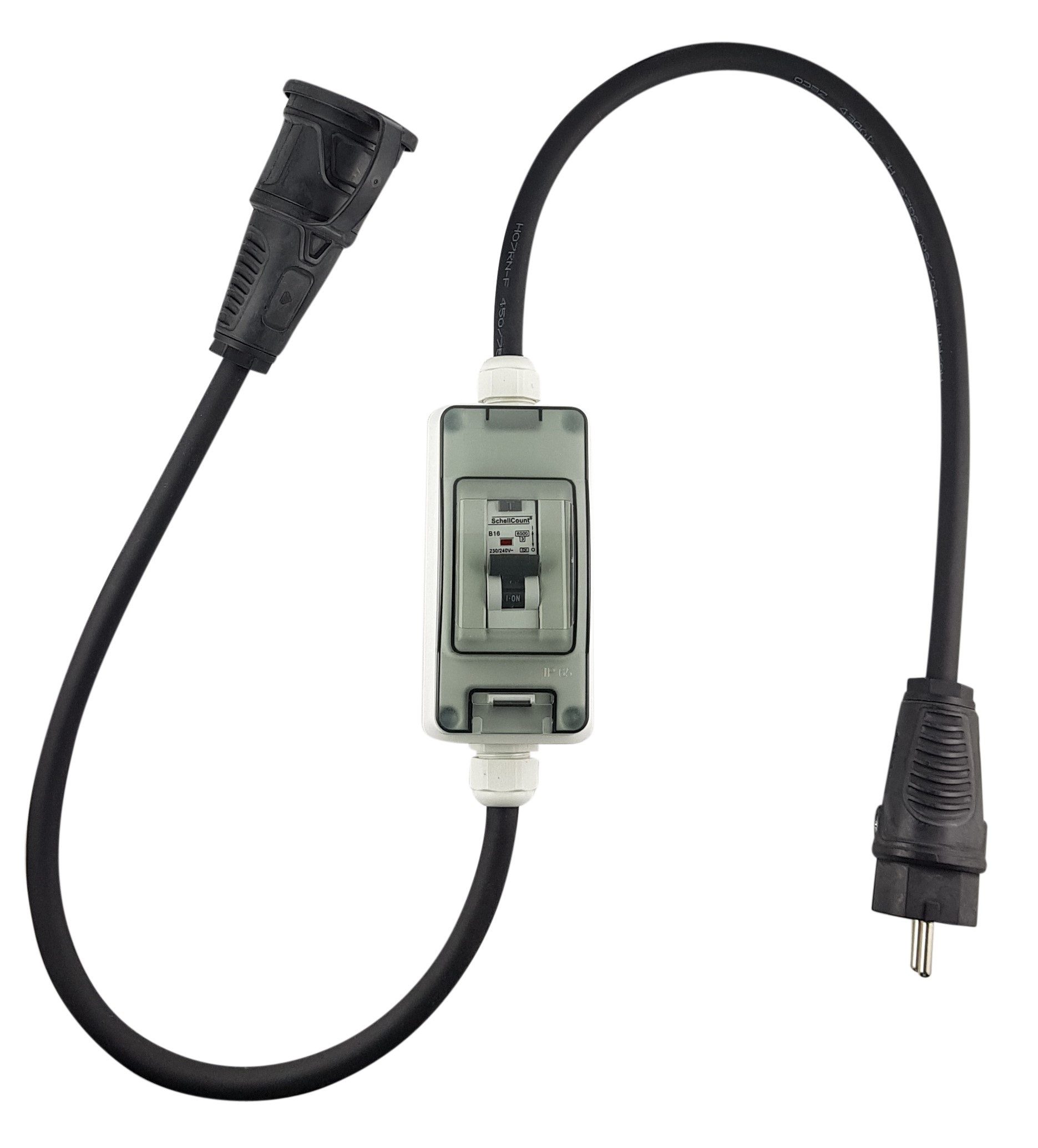 Schellcount Schalter mobiler FI-LS Schalter mit Schuko Verbindungen