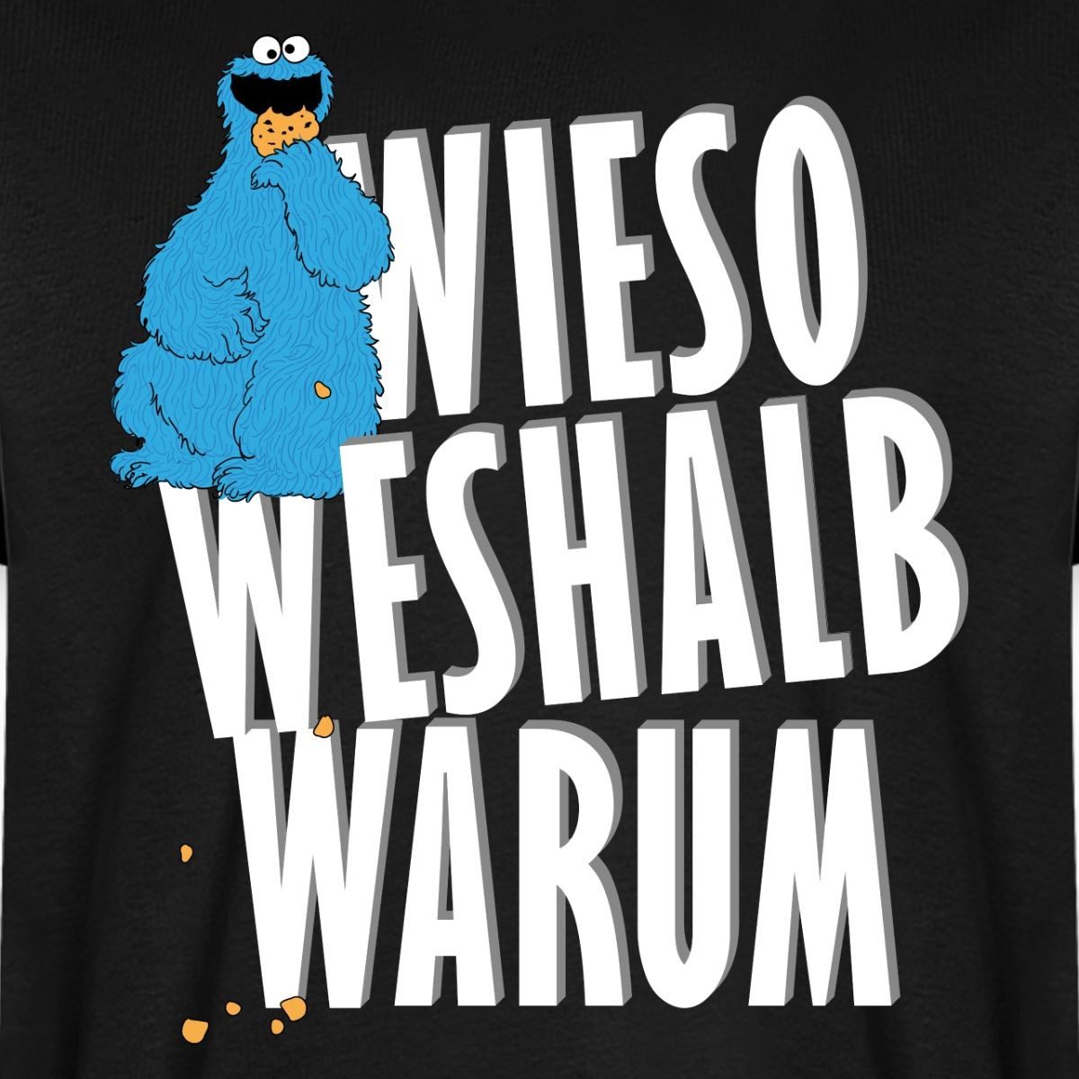 Spreadshirt T-Shirt Sesamstraße Krümelmonster Wieso Weshalb Warum Männer Premium T-Shirt (1-tlg)