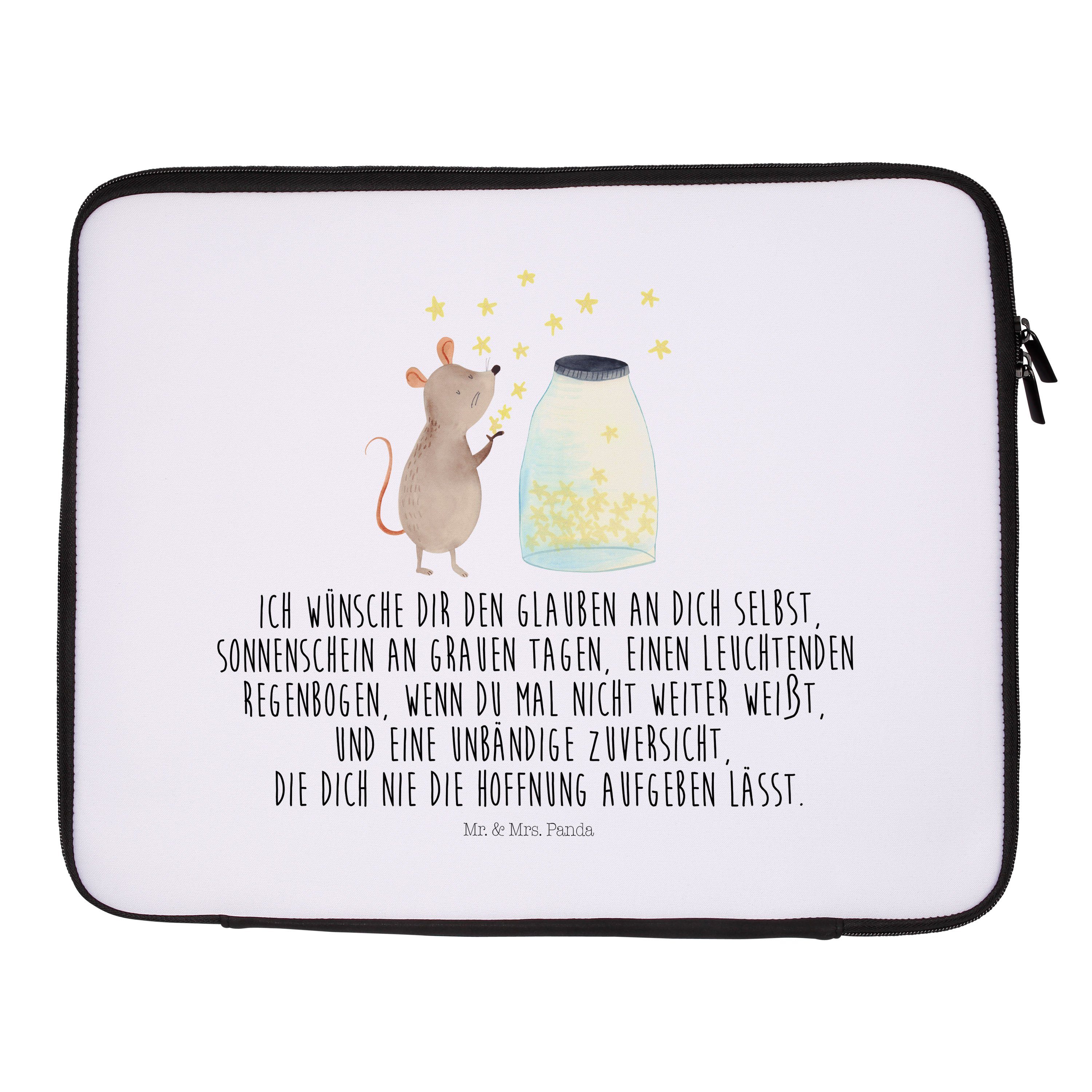 Mr. & Mrs. Panda LaptopHülle Maus Sterne Weiß Geschenk, Gute Laune