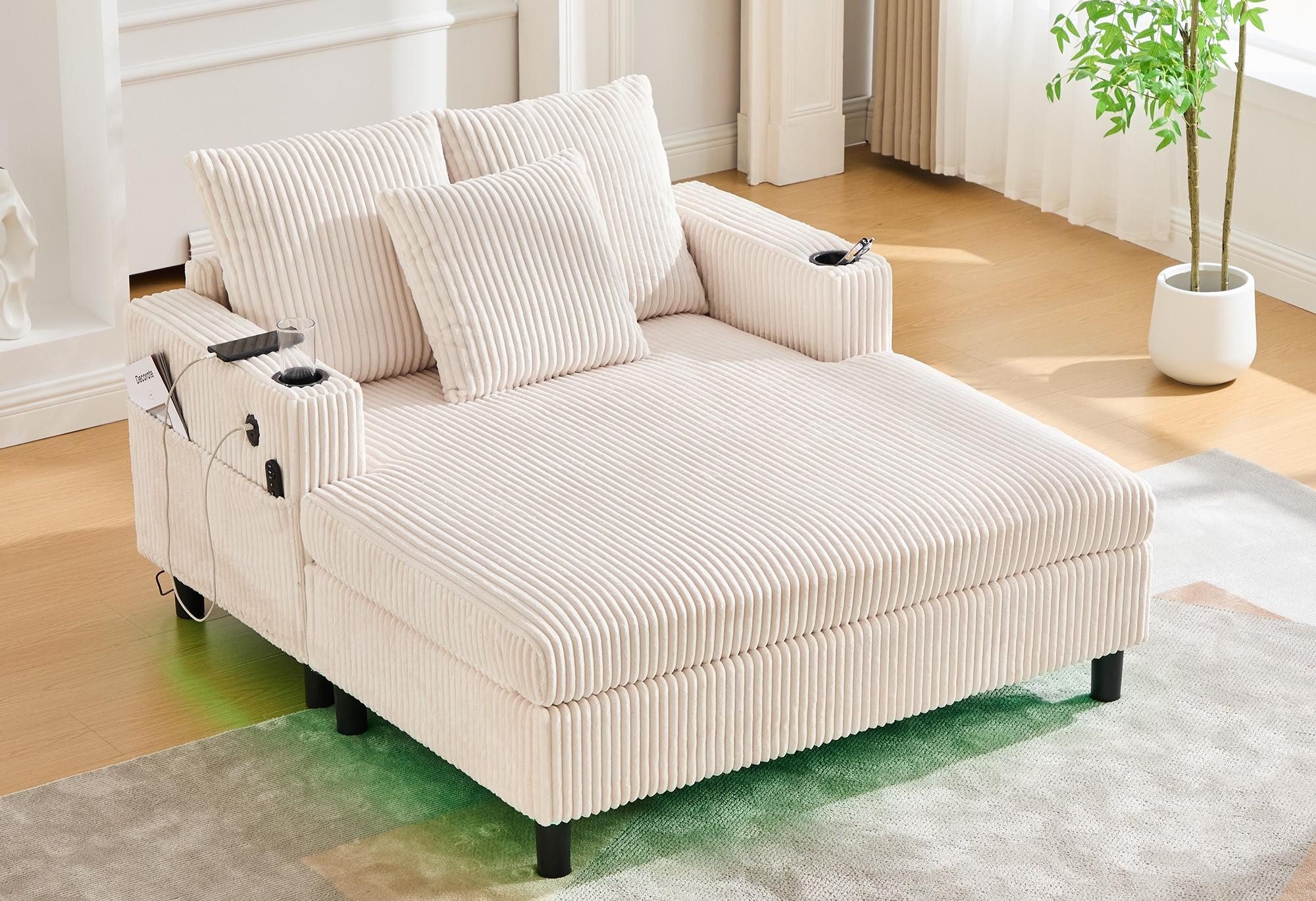 LVHOM Polsterliege XXL Relaxsessel mit LED-Licht günstig online kaufen