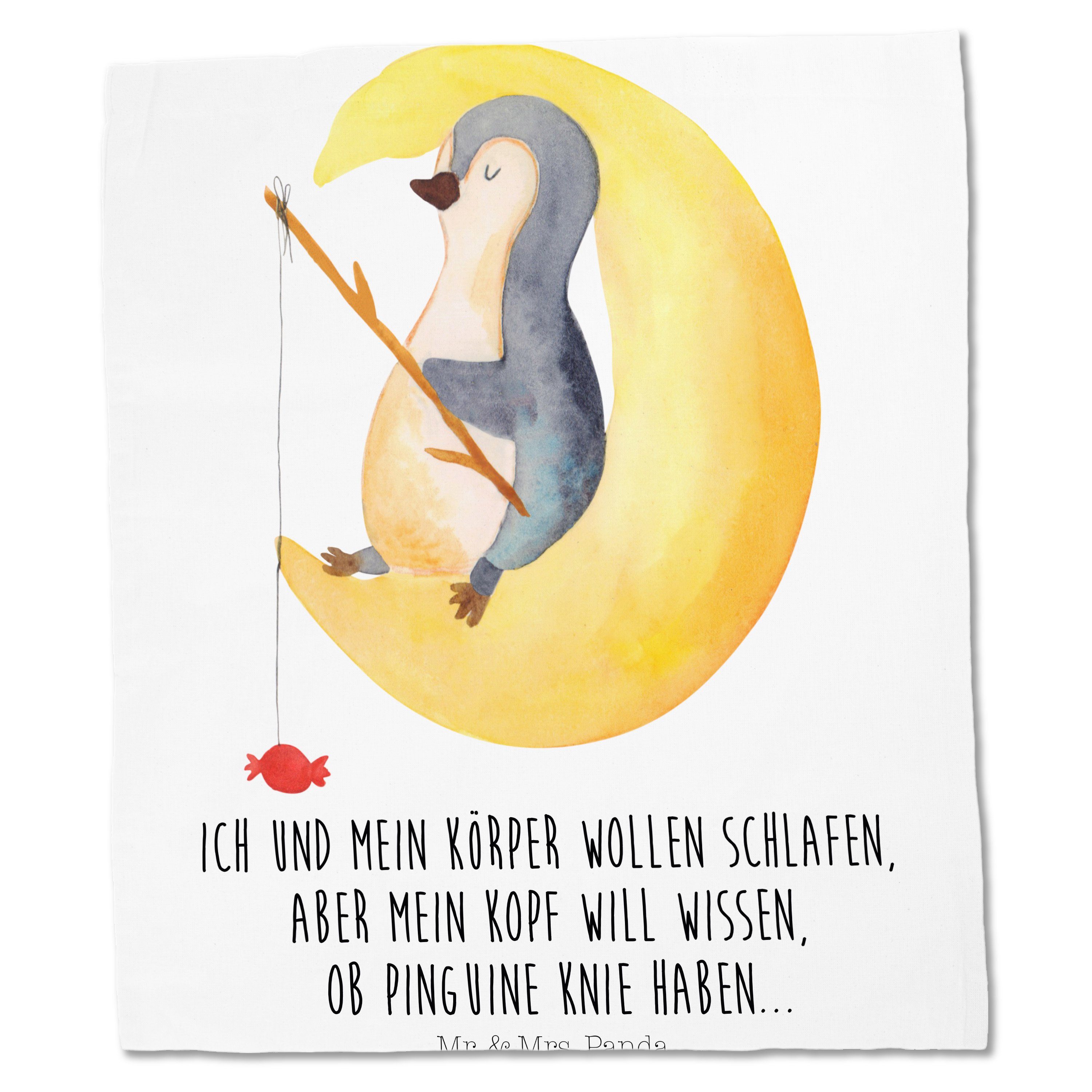 Mrs. Beuteltasche, Pinguin (1-tlg) Mond - Weiß Panda Nachtruhe, Mr. - Tragetasche & Jutebeutel, Geschenk,
