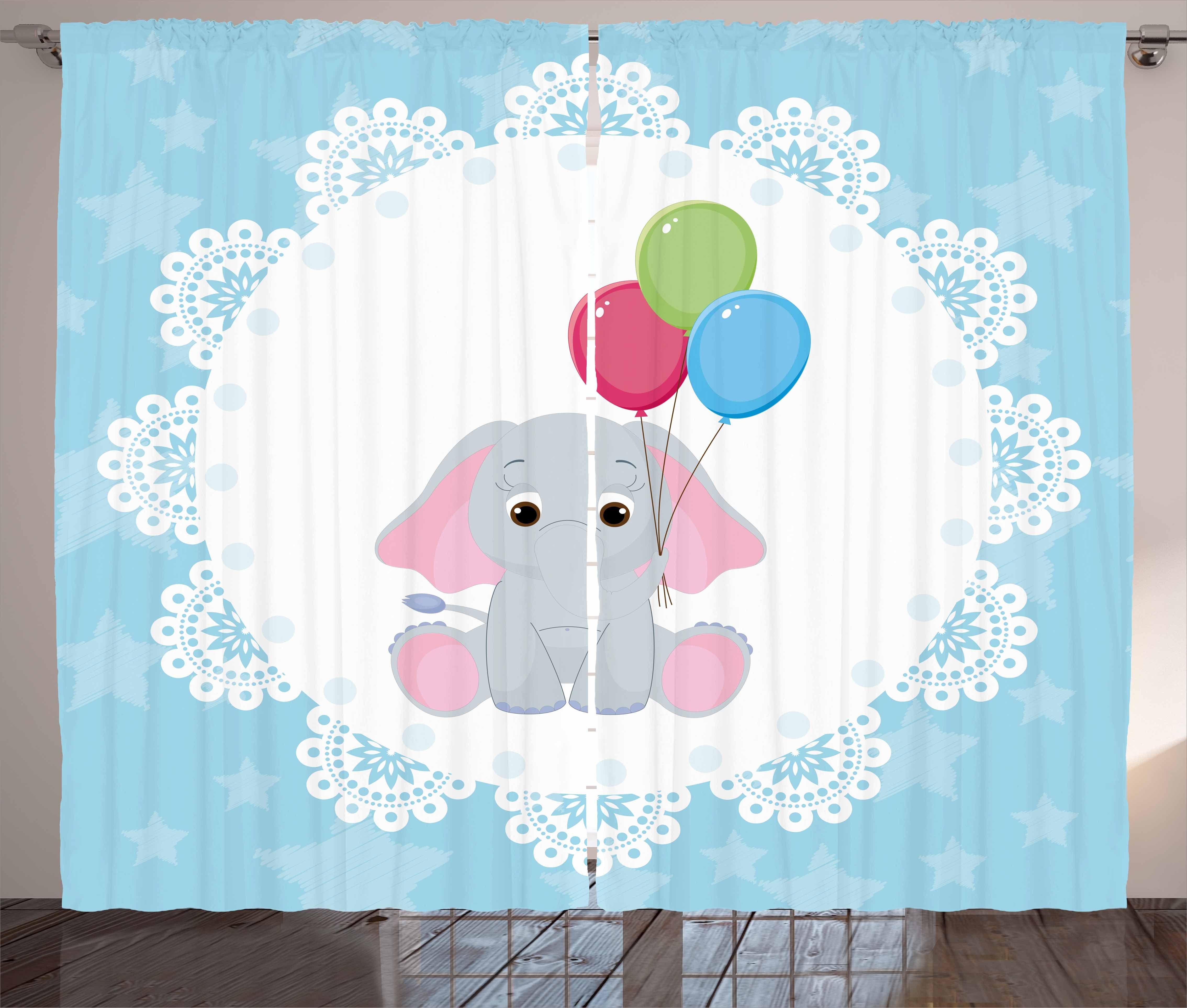 Kräuselband Vorhang mit Gardine Schlafzimmer und Luftballons Abakuhaus, Sterne Nursery Schlaufen Elephant Haken,
