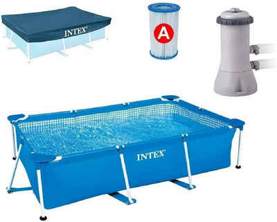 Intex Pool »Rectangular Frame Pool Set - Blau - Filterpumpe, Ersatzfilter und Abdeckplane (260 x 160 x 65 cm)«