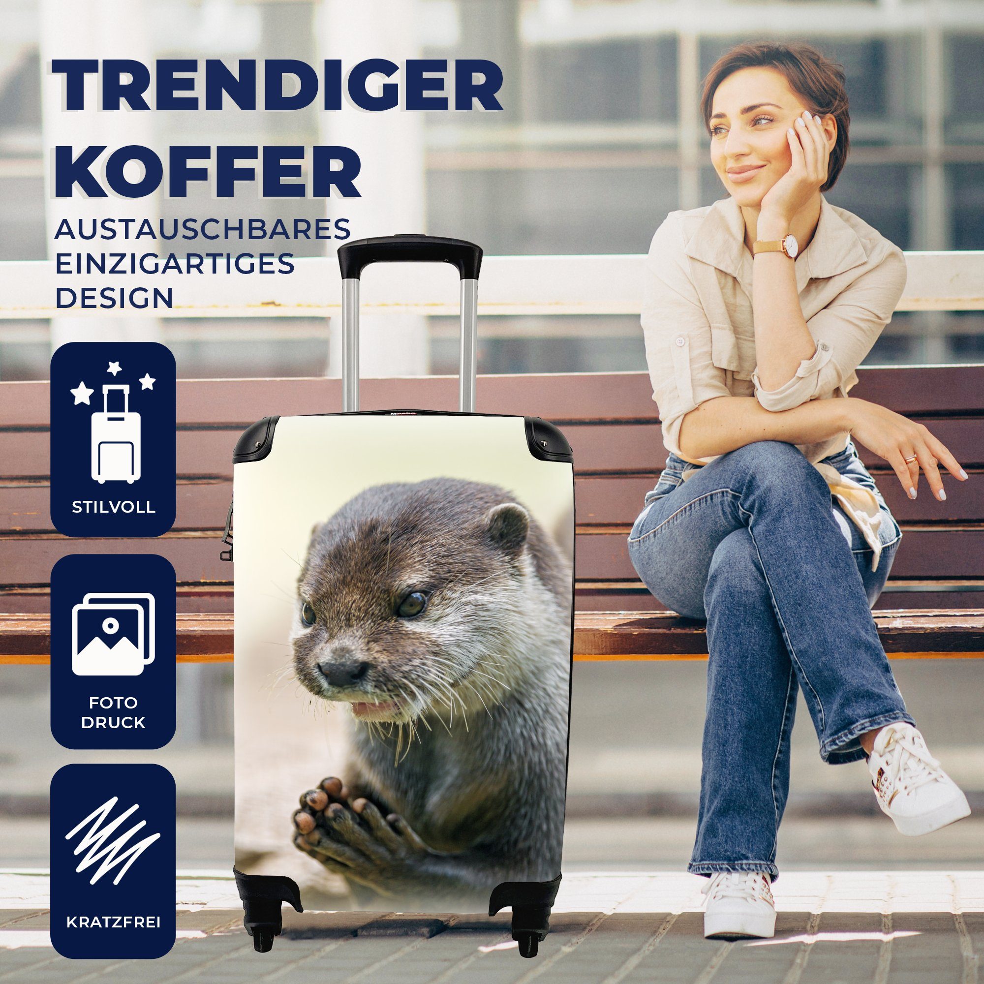 Rollen, Otter Handgepäck Trolley, mit Reisetasche Ferien, Ein zusammengelegten Reisekoffer mit Handgepäckkoffer Beinen, 4 MuchoWow für rollen,