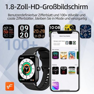 Gardien Smartwatch (1,8 Zoll, Android iOS), mit Telefonfunktion Fitnessuhr mit Alexa Pulsuhr SpO2 Schlafmonitor