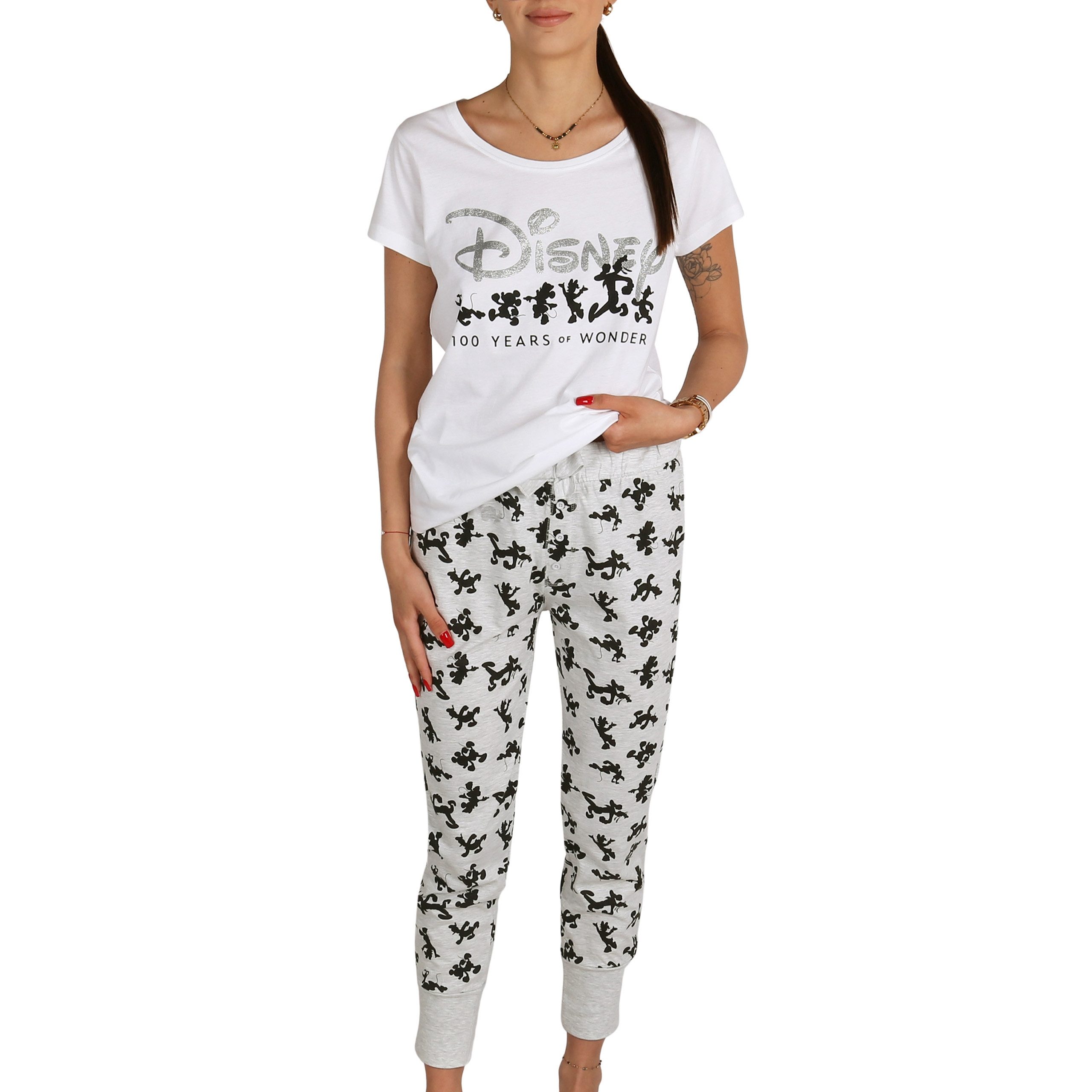 Disney Pyjama DISNEY Mickey Mouse Damen-Pyjama, Baumwolle, 2-teilig, kurzarm