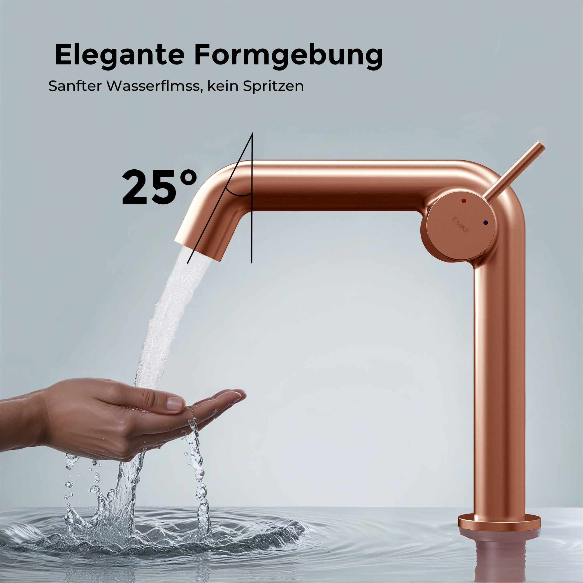 EMKE Waschtischarmatur Wasserhahn Bad mit Luftsprudler Küchenarmatur Mischbatterie-Armatur (Badezimmer armaturen, Waschbeckenhahn, Schwarz)