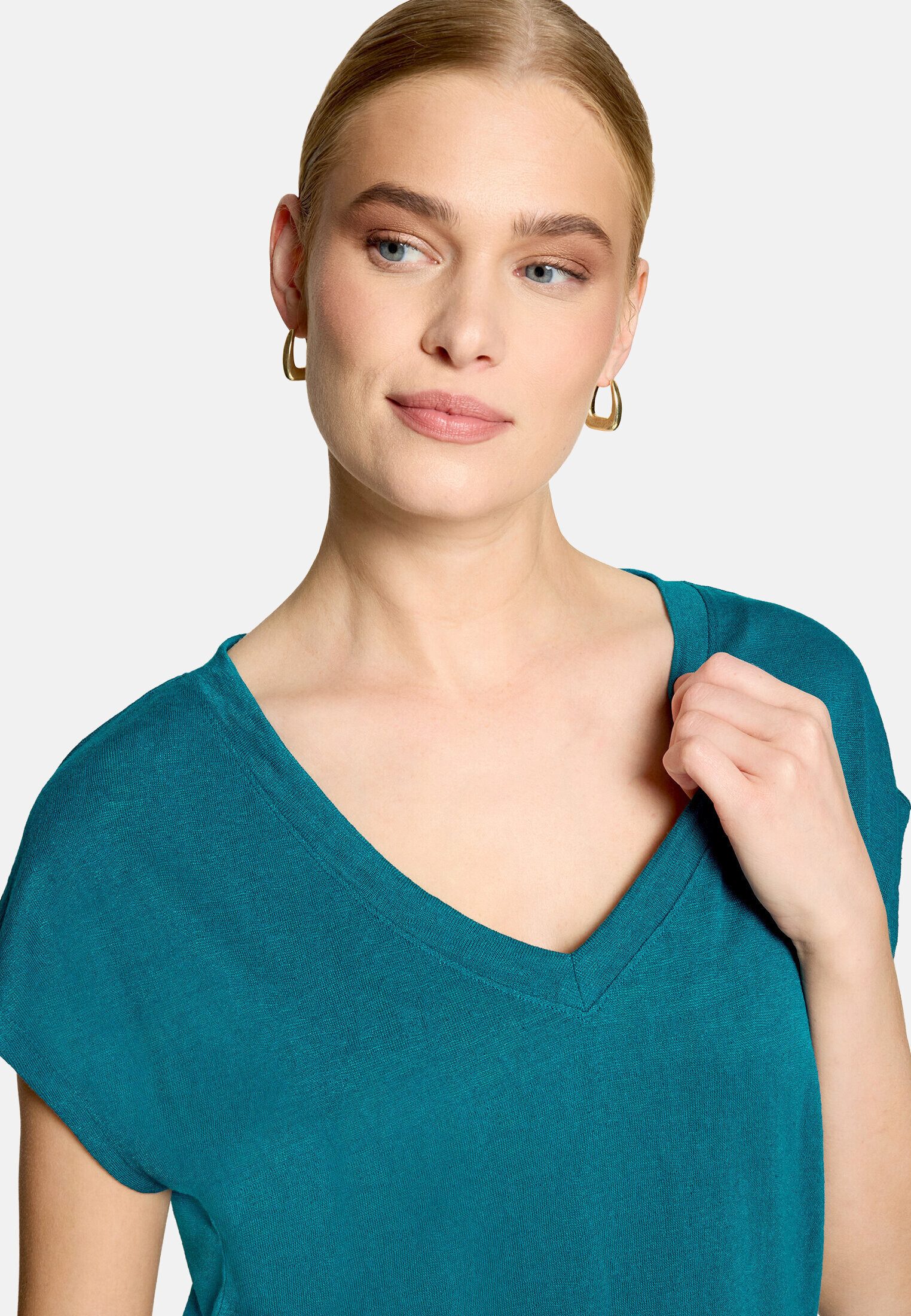 Zero T-Shirt Damen mit V-Ausschnitt (1-tlg) Material – Bild 4 von 5