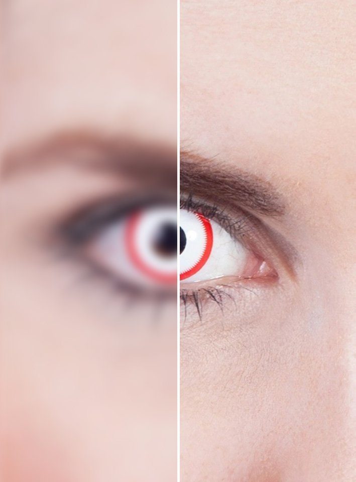 Metamorph Motivlinsen Android mit Dioptrien, Eine farbige Kontaktlinse mit Stärke