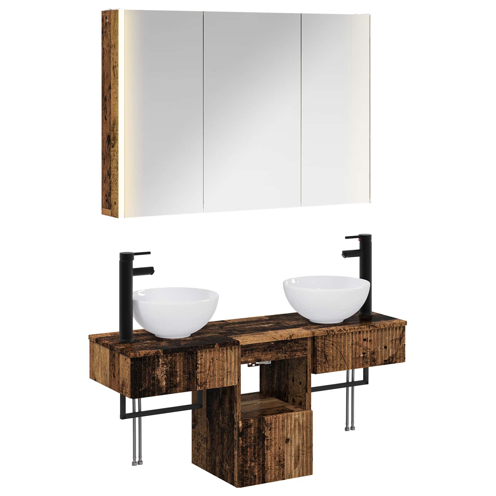 Gartenlounge-Set Badezimmerschrank-Set 4 pcs Altholz 103,5 x 15,5 x 70 cm