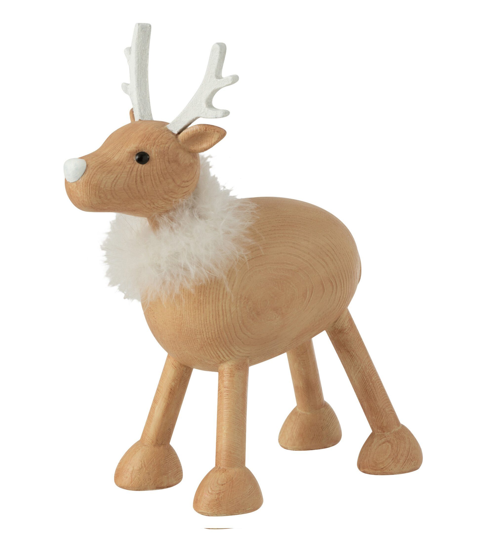 Tierfigur Hirsch Fell Polyresin Skulptur in Naturell Weiß