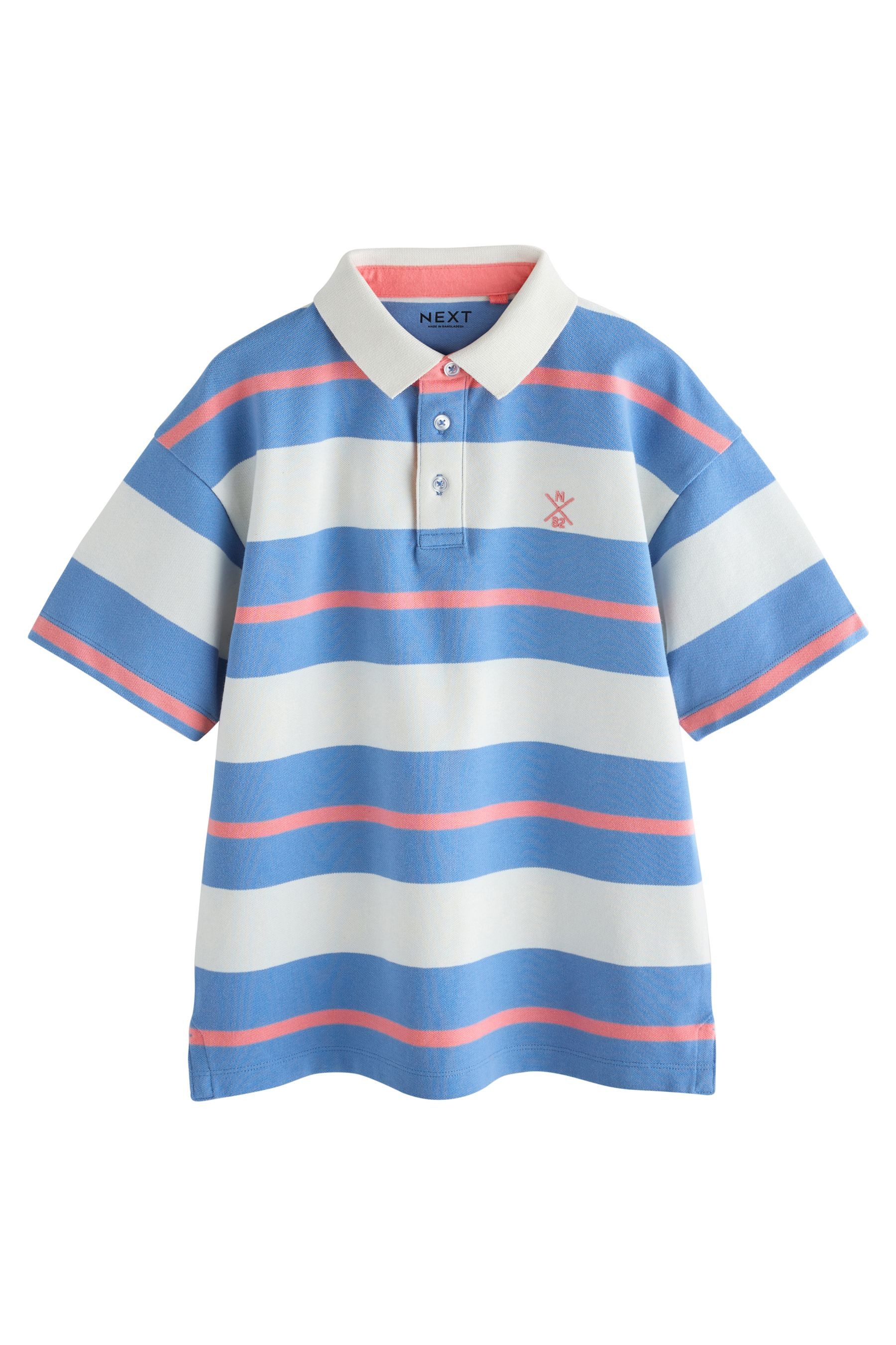 Next Poloshirt Kurzärmeliges Relaxed Fit Polohemd mit Streifen (1-tlg)