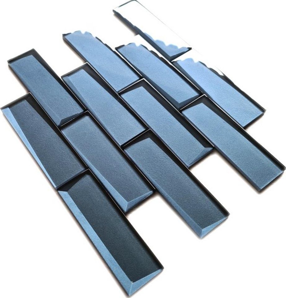 Thumbnail - Mosani Mosaikfliesen Glasmosaik Crystal Mosaik graublau glänzend / 10 Mosaikmatten