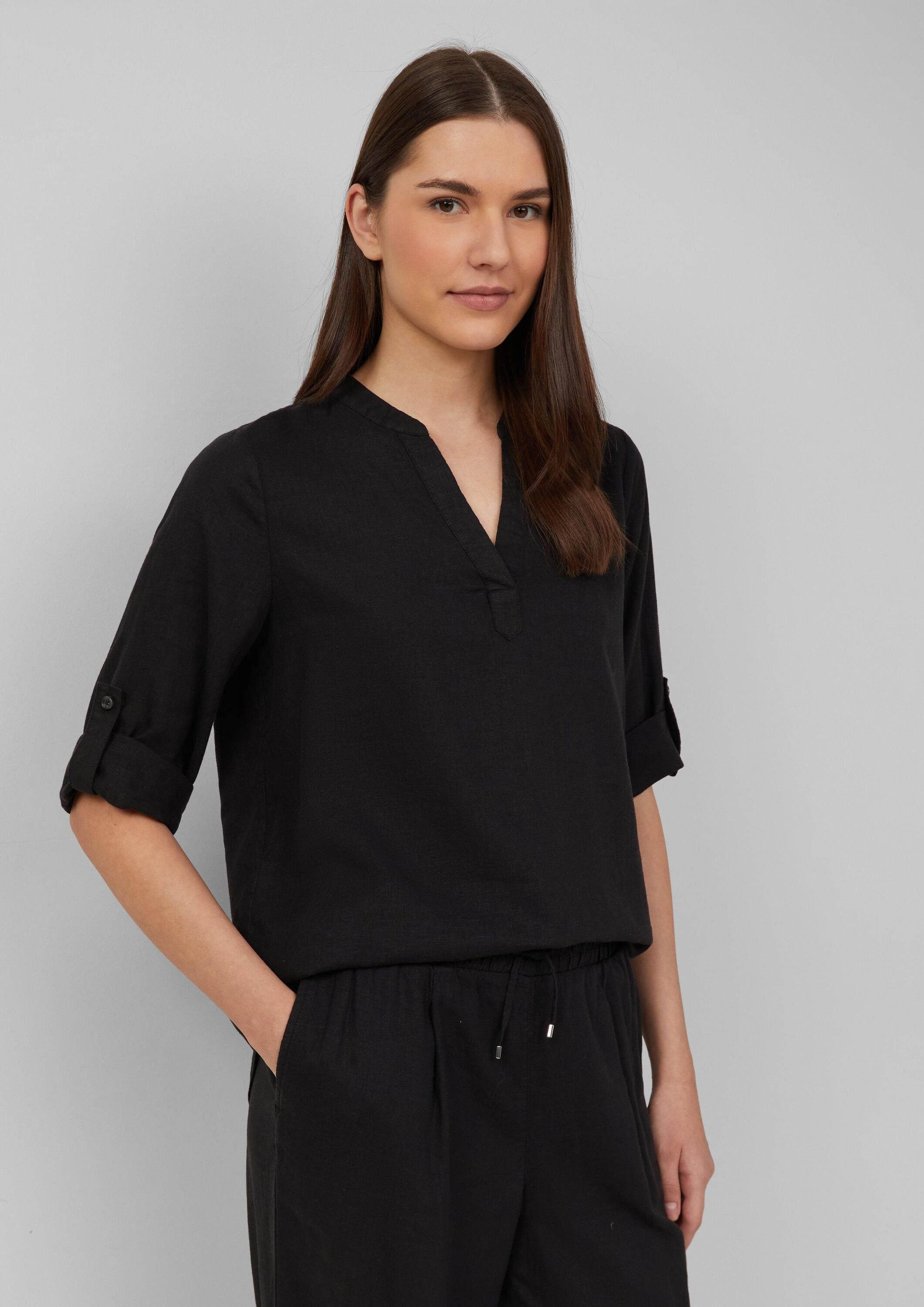 s.Oliver Kurzarmbluse Bluse Leinenmix-Bluse mit Turn-up günstig online kaufen