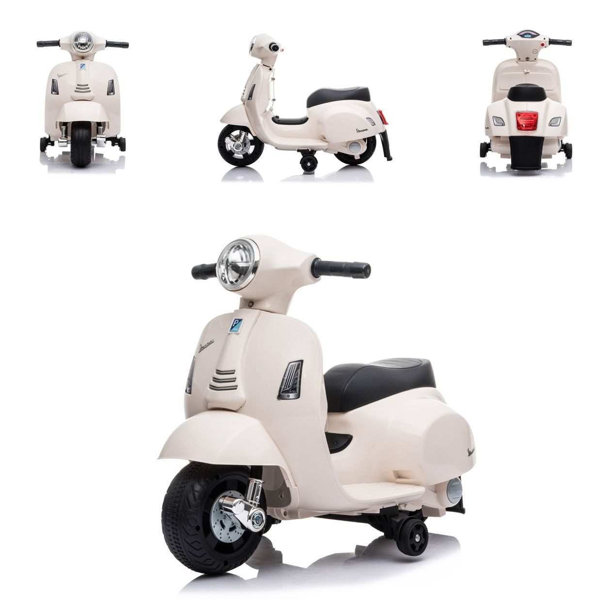 Chipolino Elektro-Kindermotorrad Mini Vespa, Belastbarkeit 25 kg, Elektrofahrzeug, Stützräder, 30 W, 2,5 km/h