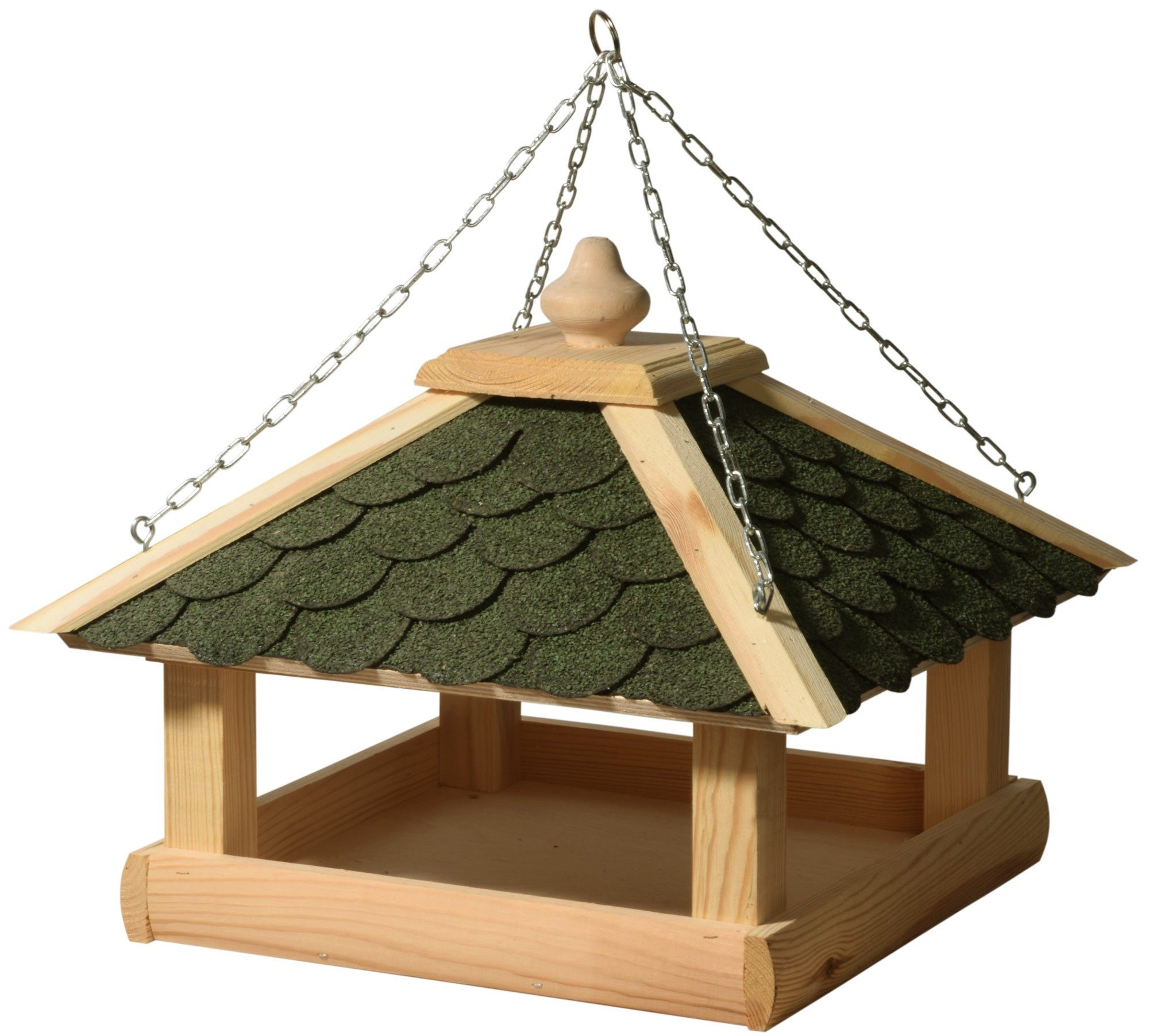 Futterautomat Vogelhaus aus Kiefer zum Aufstellen /Aufhängen, viereckig/sechseckig