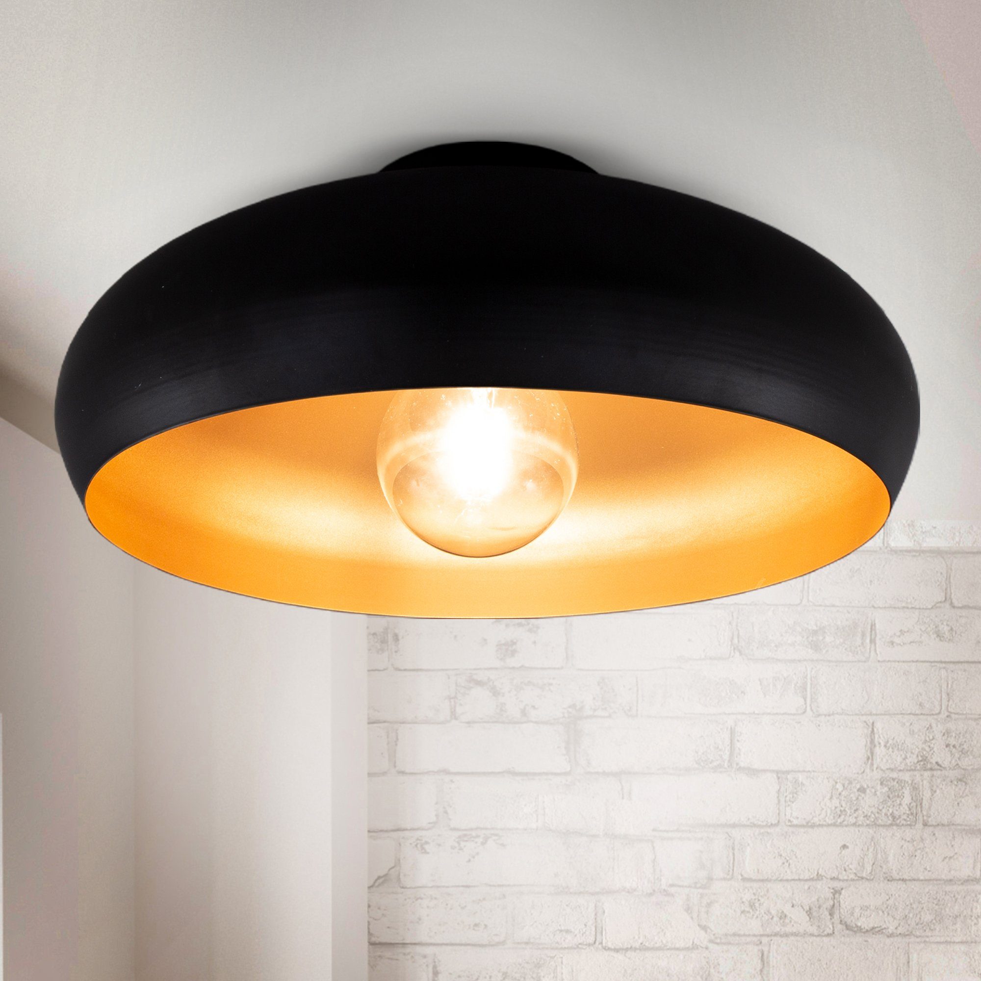 B.K.Licht Deckenleuchte, ohne Leuchtmittel, Warmweiß, LED Deckenlampe Retro schwarz-gold Wohnzimmer Flur Schlafzimmer E27 | Deckenlampen
