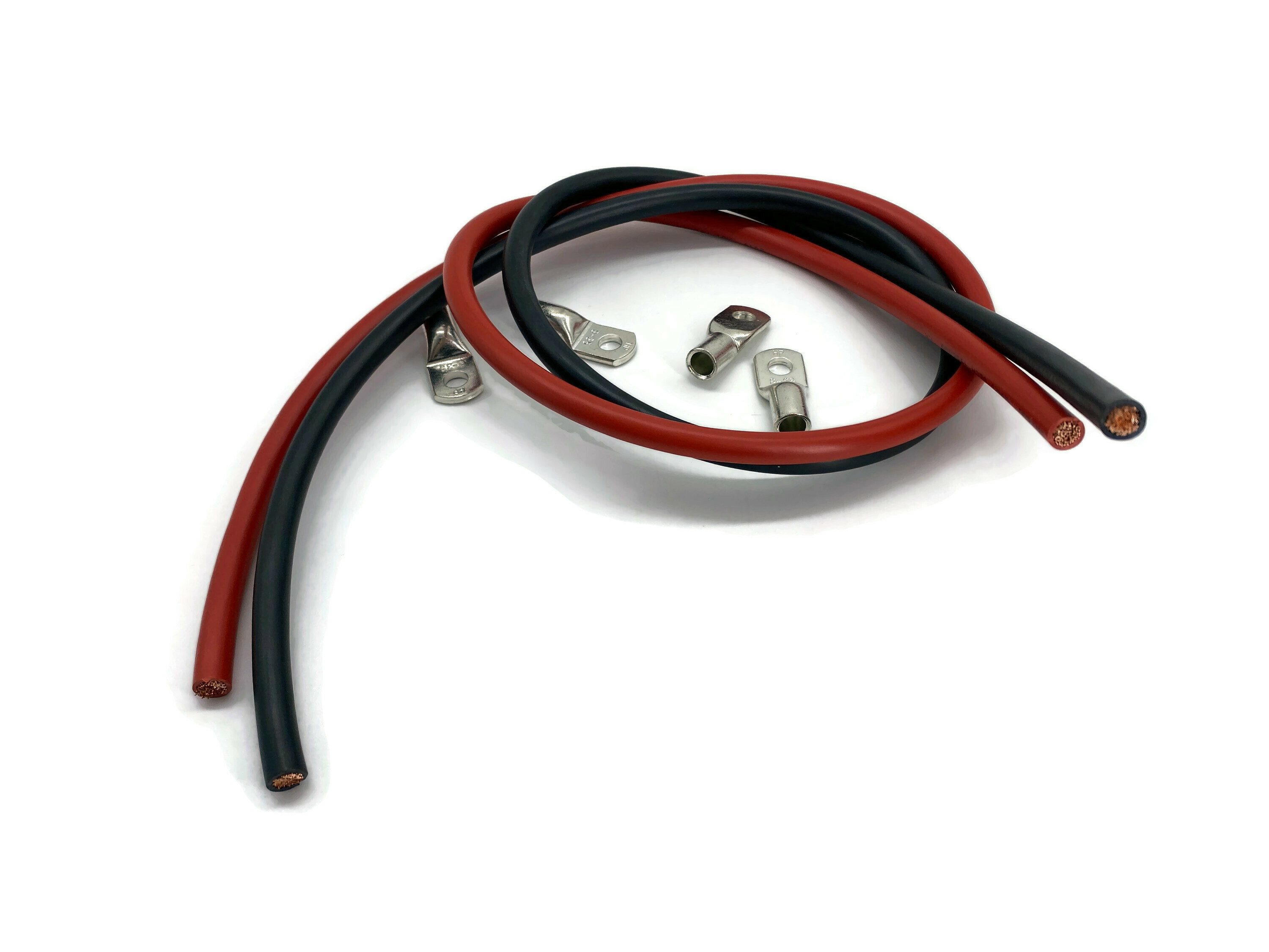eXODA Kabel 35mm2 M8 4x Ringöse mit jeweils 1m rot und schwarz Batteriekabel, Kabelschuhe unverpresst (100 cm) – Bild 2 von 5