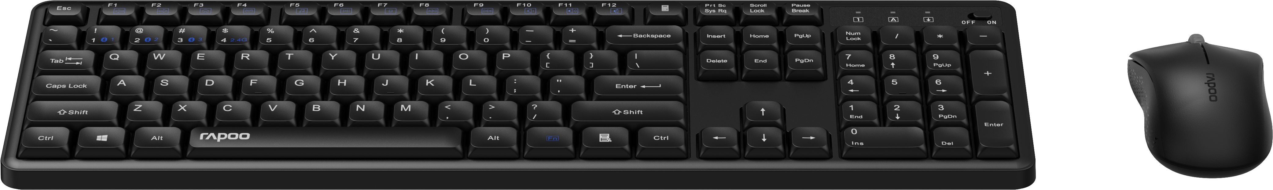 Rapoo 8150M - Silent Wireless Combo, Multi-Mode, Leise, Kabelloses Tastatur- und Maus-Set, Geräuschlos & flexibel für Büro & Zuhause