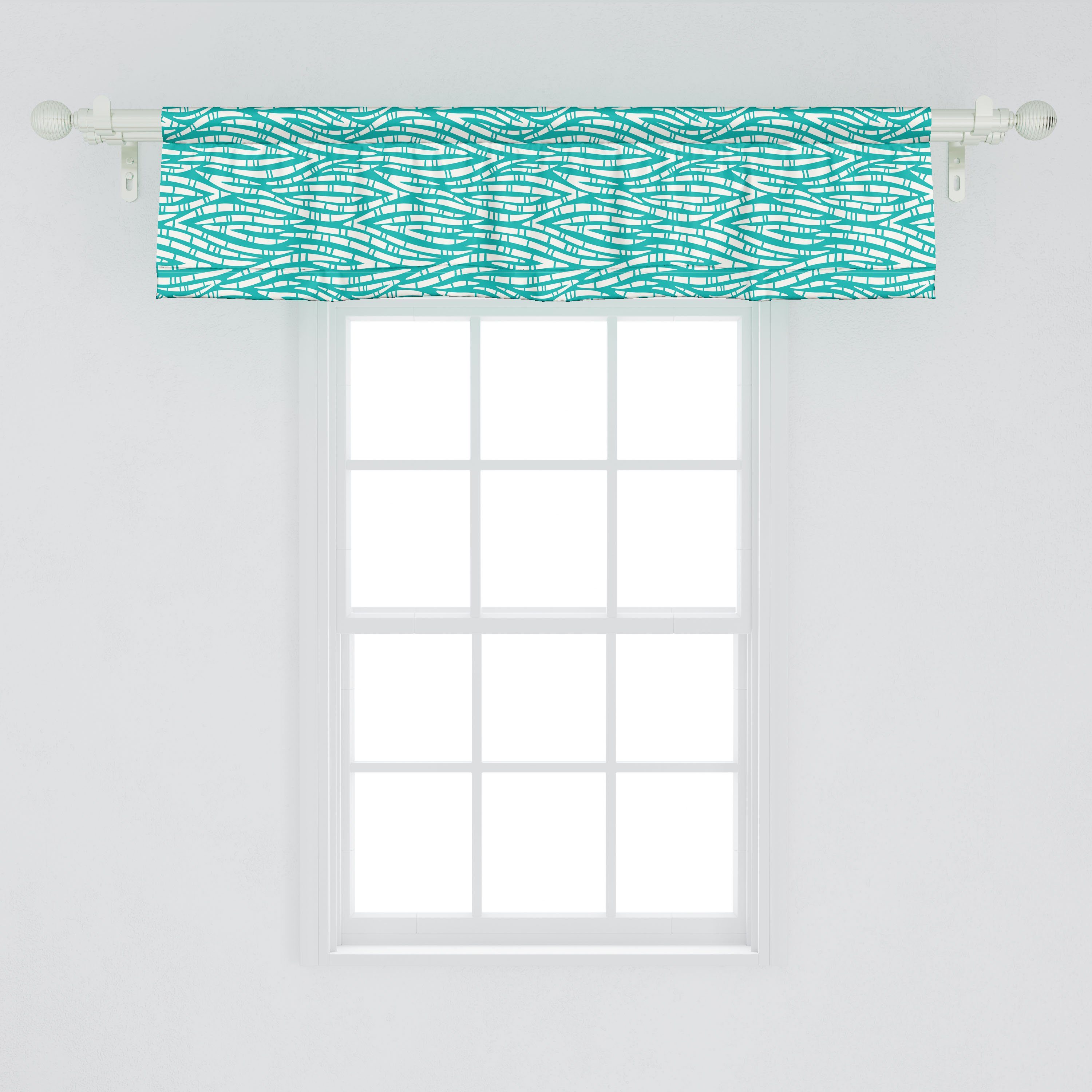 Scheibengardine Vorhang Abstrakt Volant Stangentasche, Küche mit Abakuhaus, für Tribal Schlafzimmer Microfaser, Dekor Stripes Monochrome