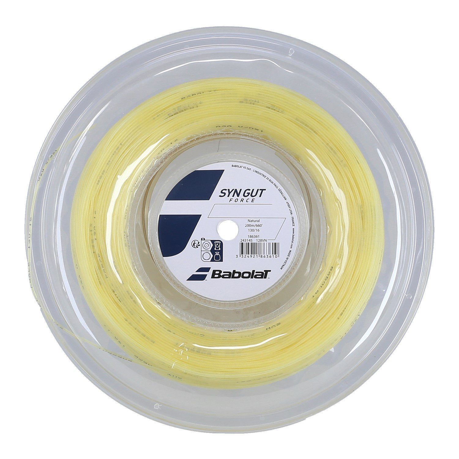 Babolat Tennissaite Synthetic Gut Force natur 200 Meter Rolle, Saitendicke: 1.30