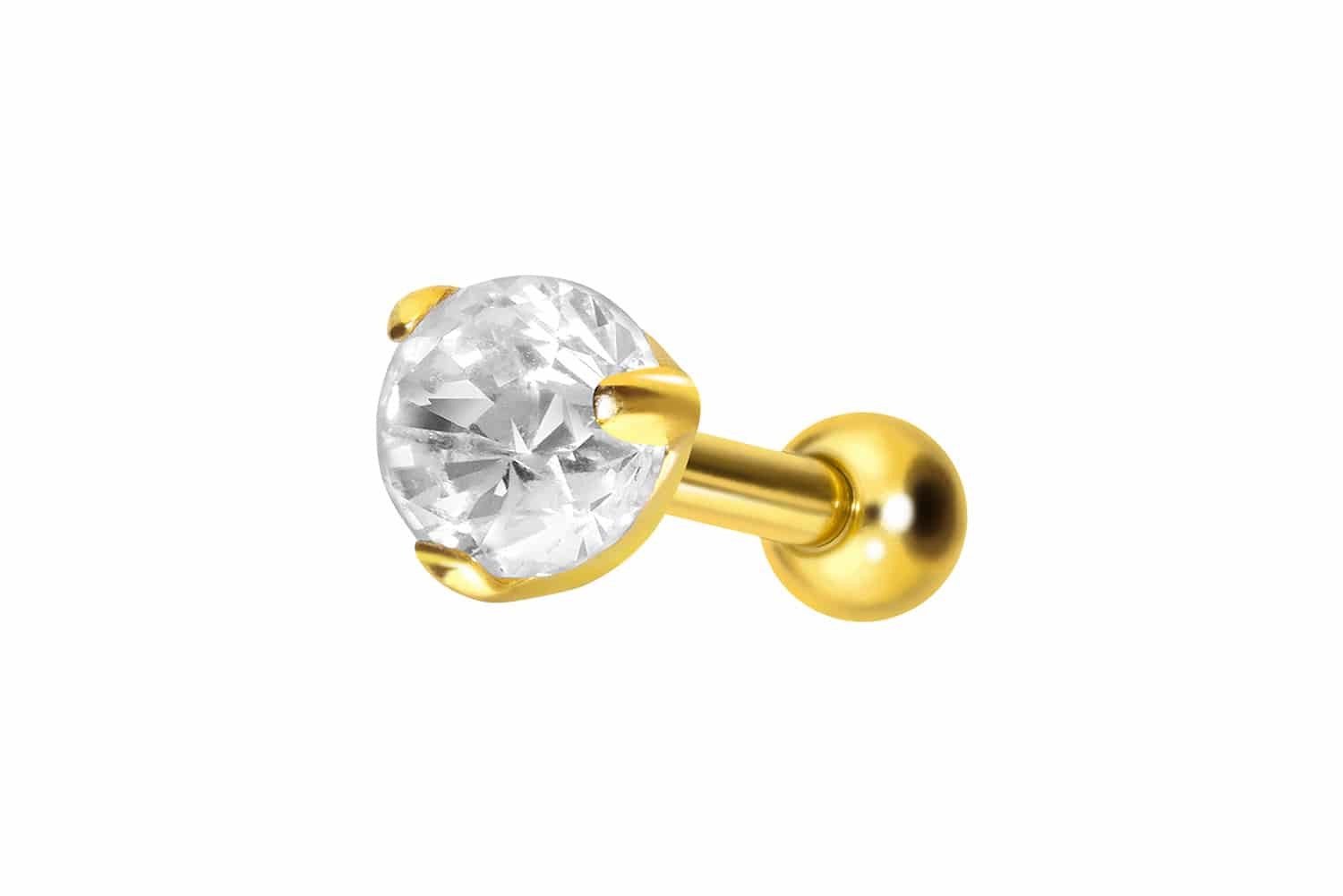Piercing-Set Titan Ohrpiercing mit Innengewinde EINGEFASSTER KRISTALL