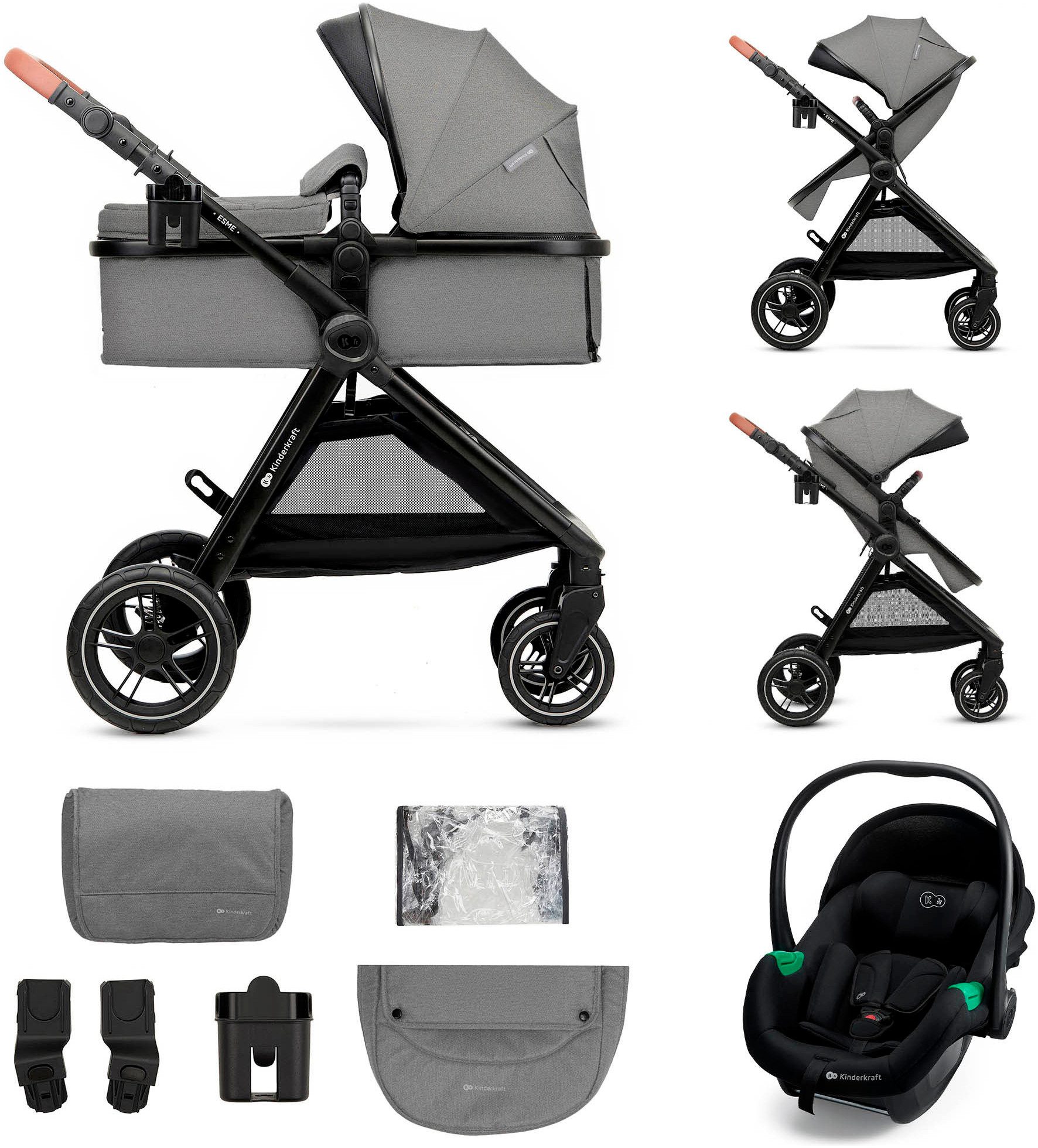 Kinderkraft Kombi-Kinderwagen ESME 3IN1, (Set, 7-tlg), inkl. Babyschale MINK PRO 2 i-Size (40–87 cm)