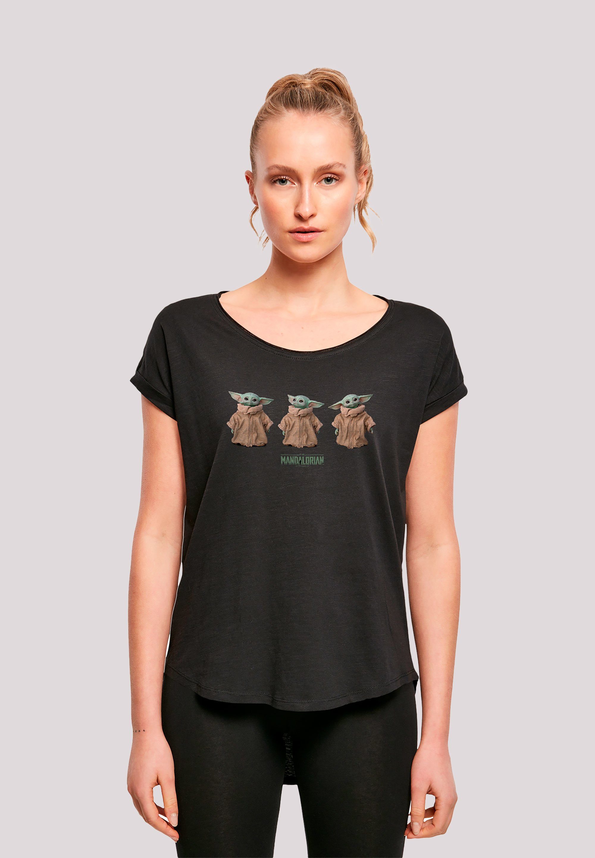 Premium schwarz Damen,Premium Fan T-Shirt Yoda Mandalorian Star - The Baby F4NT4STIC Merch Wars Merch,Lang,Longshirt,Bedruckt
