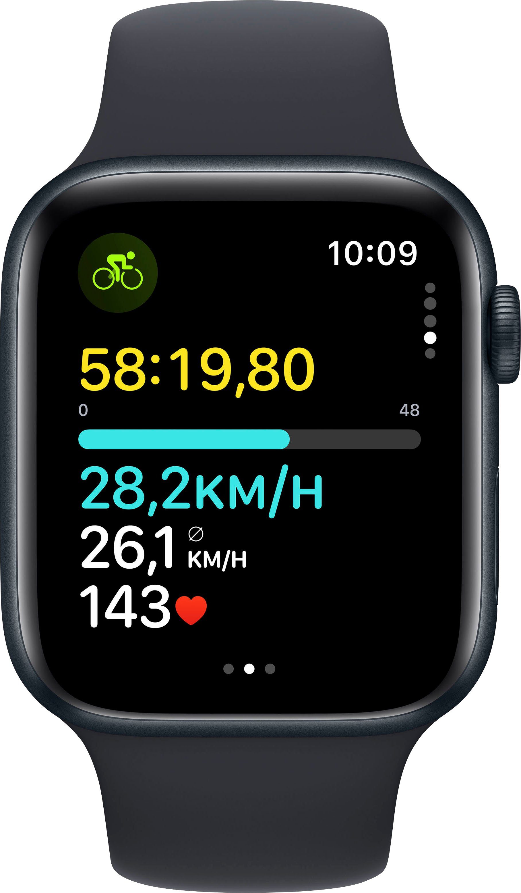 Apple Watch M/L midnight 10), cm/1,73 Sport (4,4 Zoll, OS mm midnight | GPS 44 Aluminium Band Smartwatch Watch SE