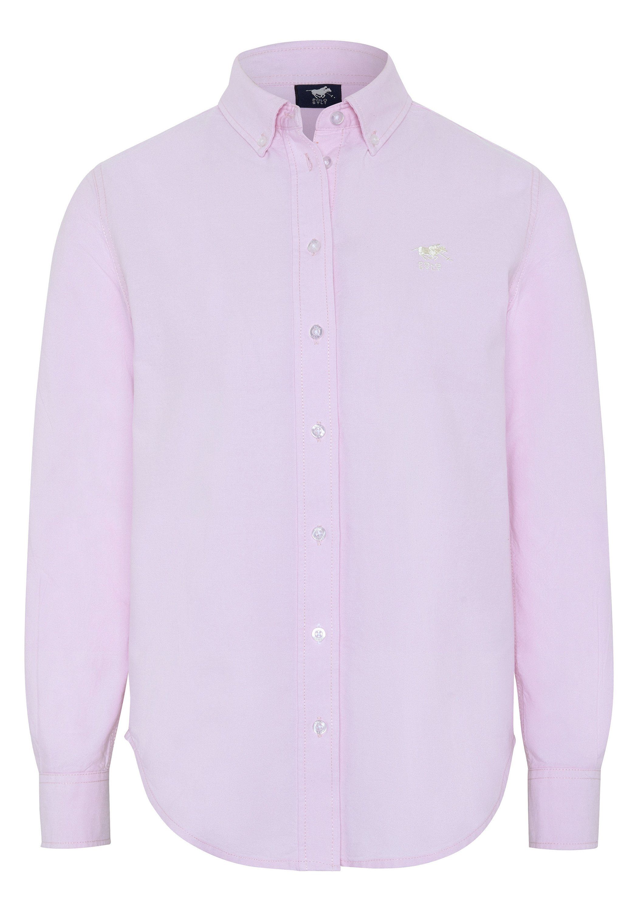 Polo Sylt Hemdbluse mit Button-down-Kragen und Label-Stitching 13-2806 Pink Lady