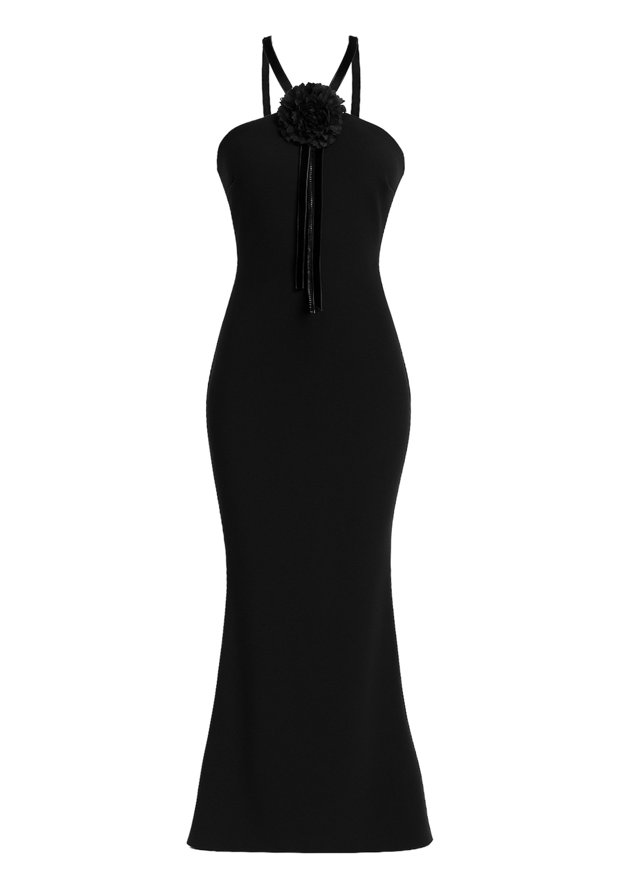 Maxikleid Racer Neck Corsage Scuba Maxi