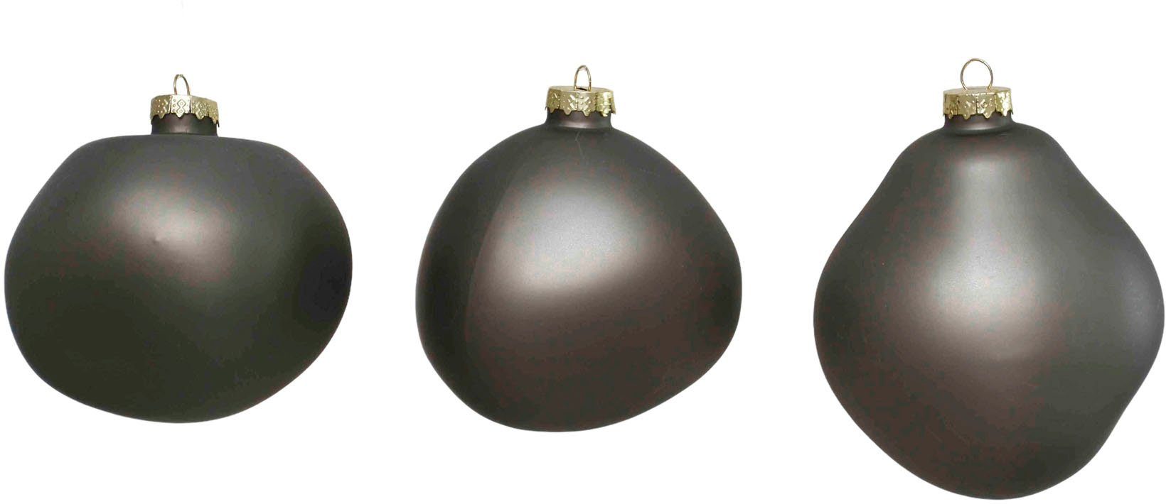 Leonique Weihnachtsbaumkugel Birdelle matt, Weihnachtsdeko, Christbaumschmuck, Christbaumkugeln (3 St), Baumkugeln in organischer Form, Ø 10 cm, organische Kugeln aus Glas