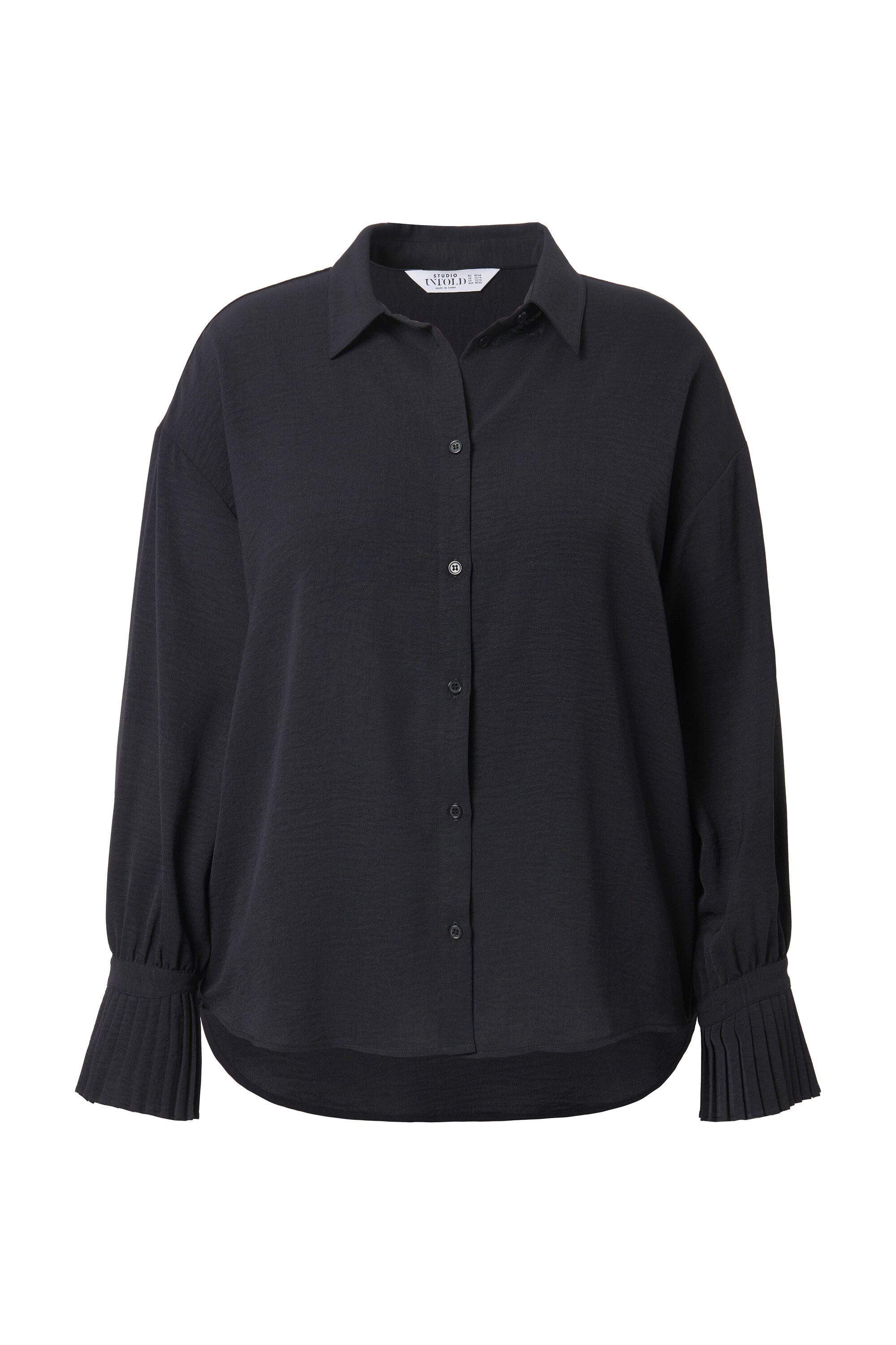 Studio Untold Hemdbluse Hemdbluse oversized Krepp Plissee-Manschetten günstig online kaufen