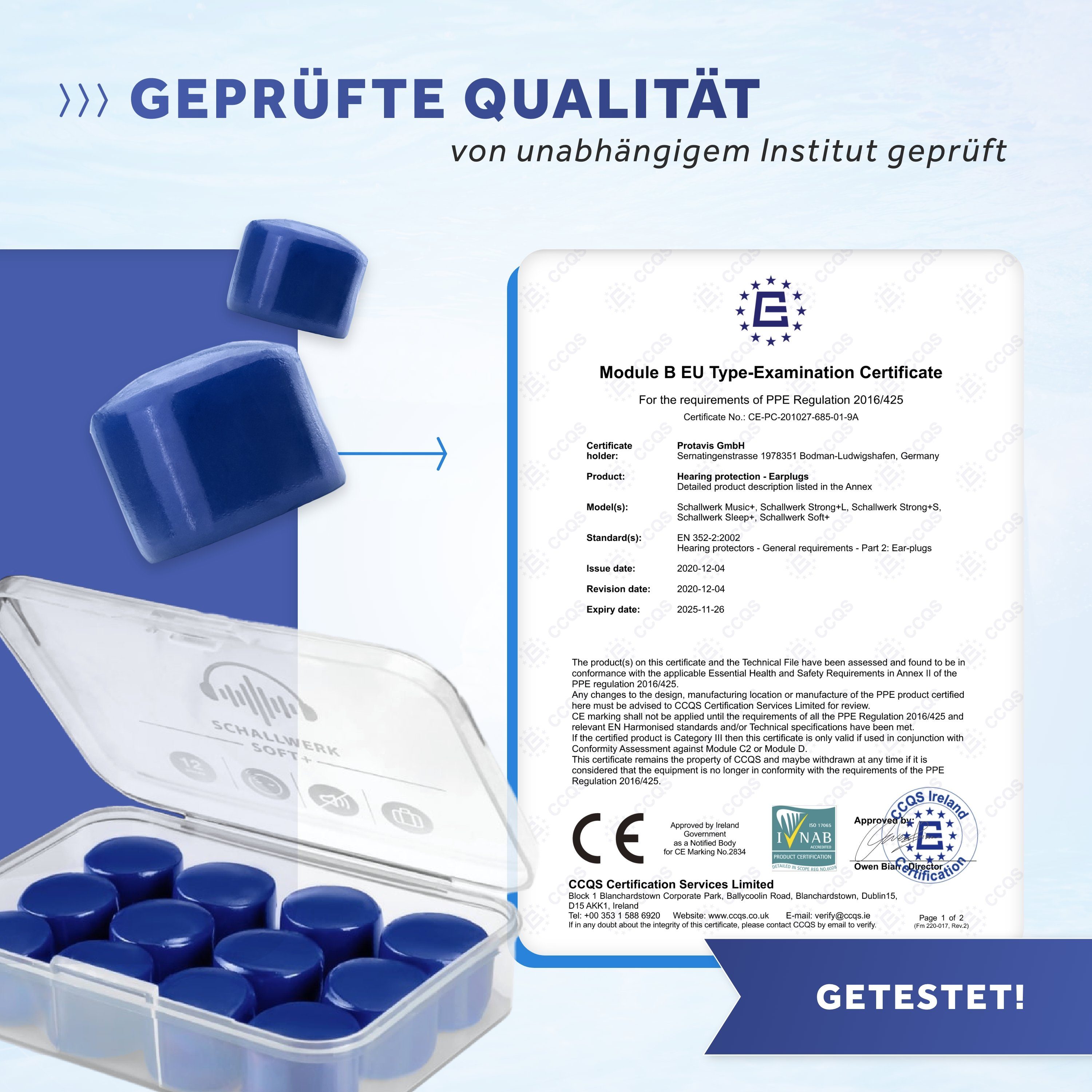 Schallwerk Gehörschutzstöpsel SCHALLWERK ® Soft+, 12 Silikon Ohrenstöpsel – optimale Unterstützung