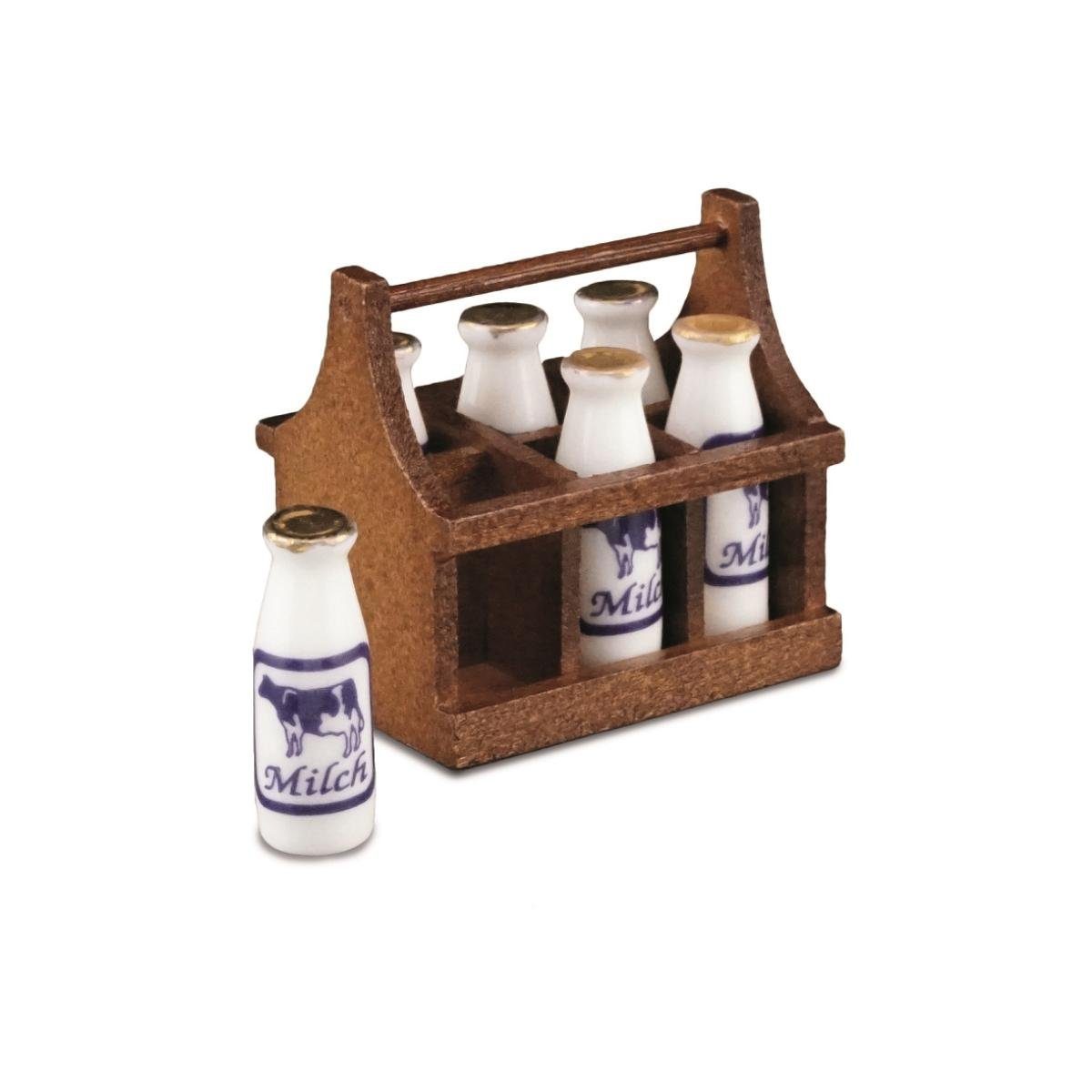 001.413/5 - Milchflaschenträger aus Dekofigur Miniatur Holz, Porzellan Reutter