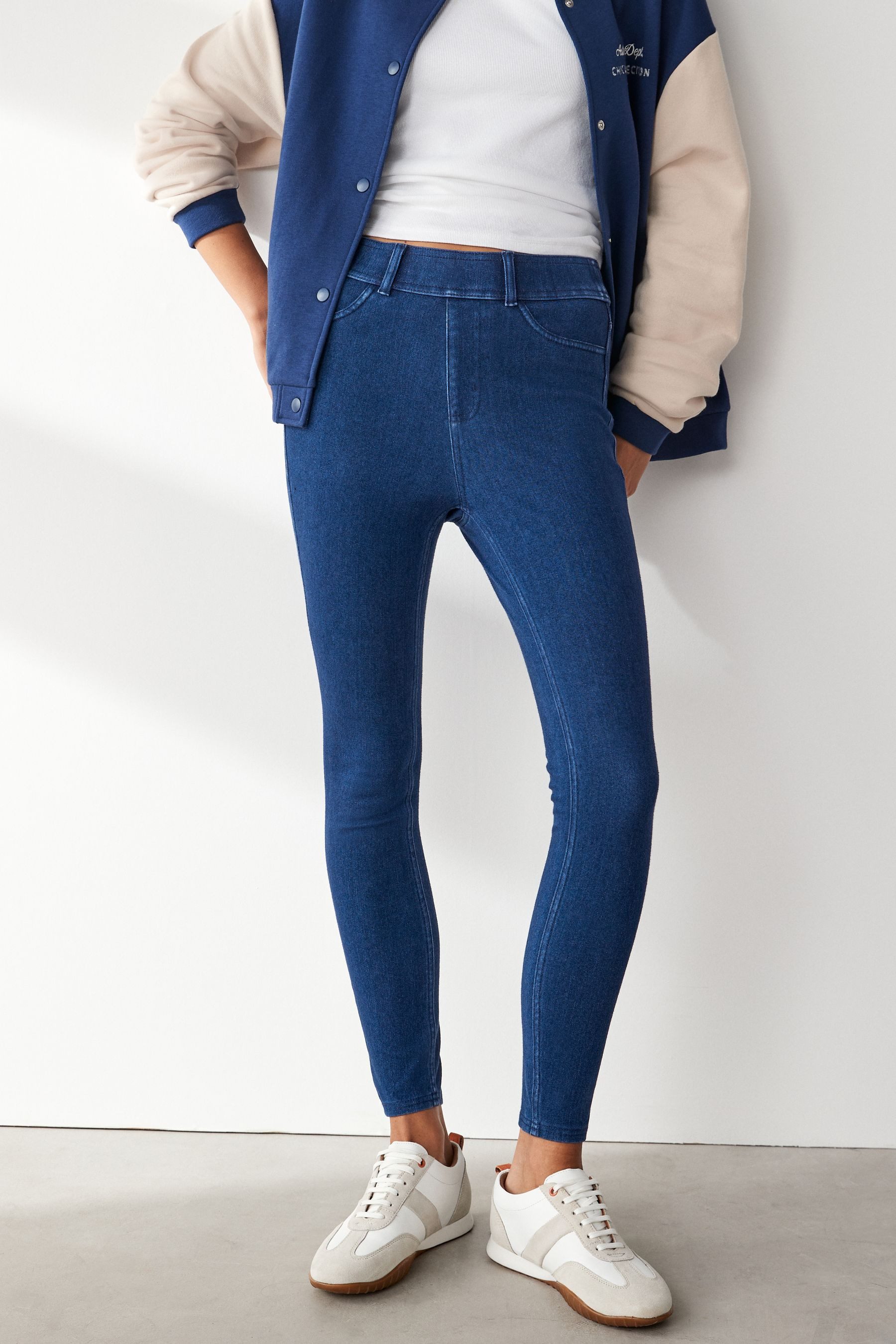 Next Jeansleggings Denim-Leggings aus Jersey, Petite-Größe (1-tlg)
