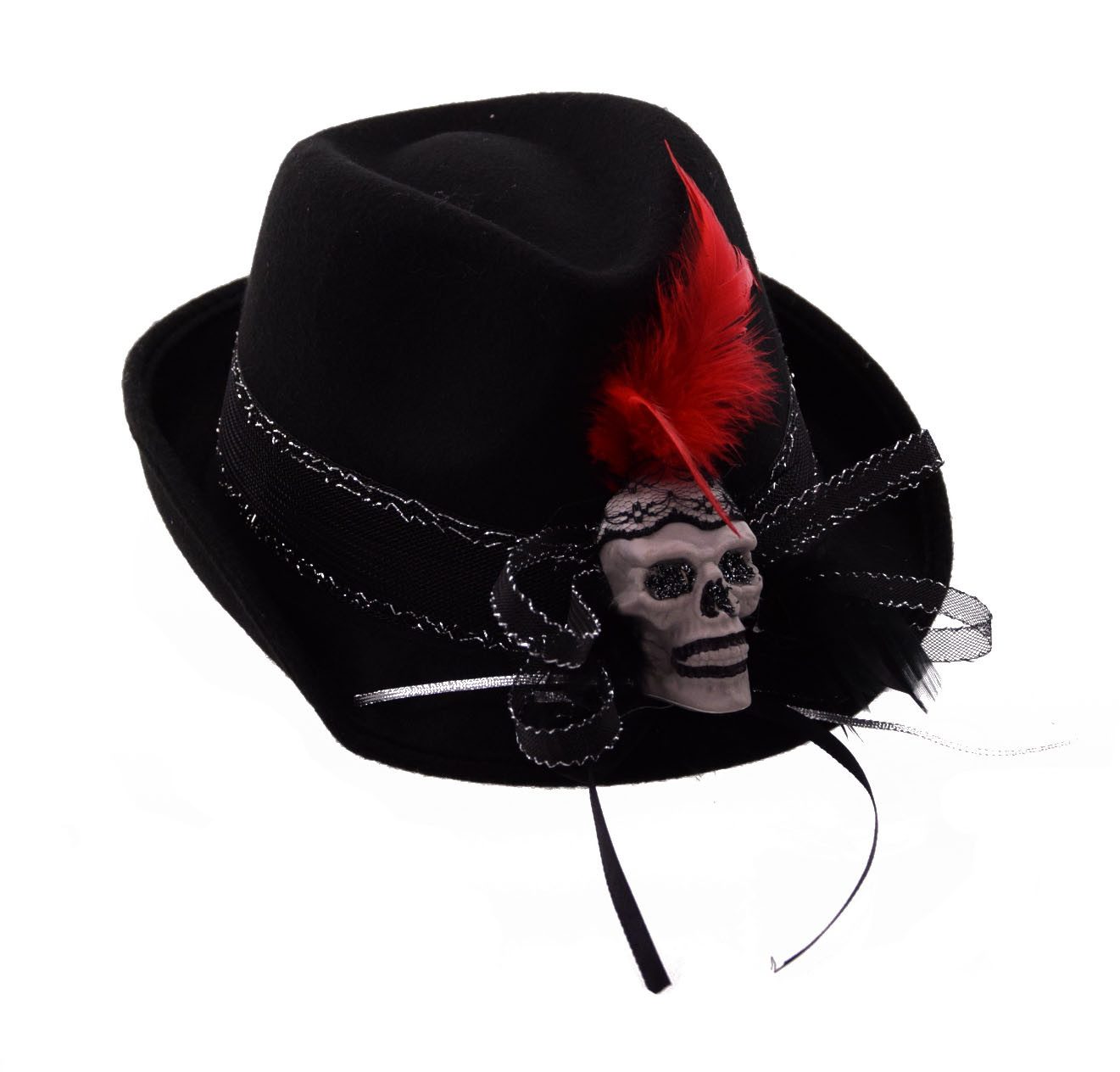 Kostüm Halloween - Hut mit Totenkopf