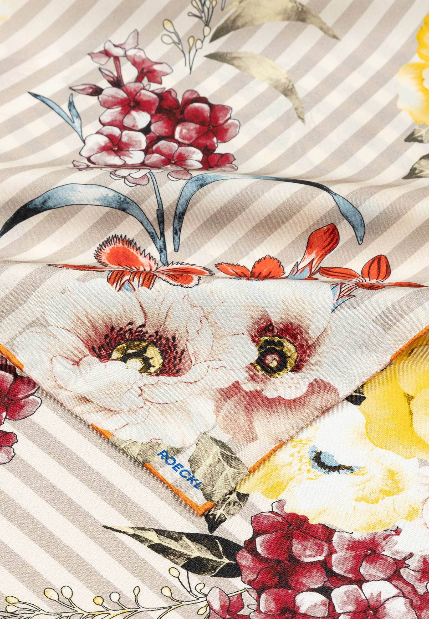 Roeckl Nickituch BLOSSOMING STRIPES, Gestreiftes Nickituch mit Blumenmuster