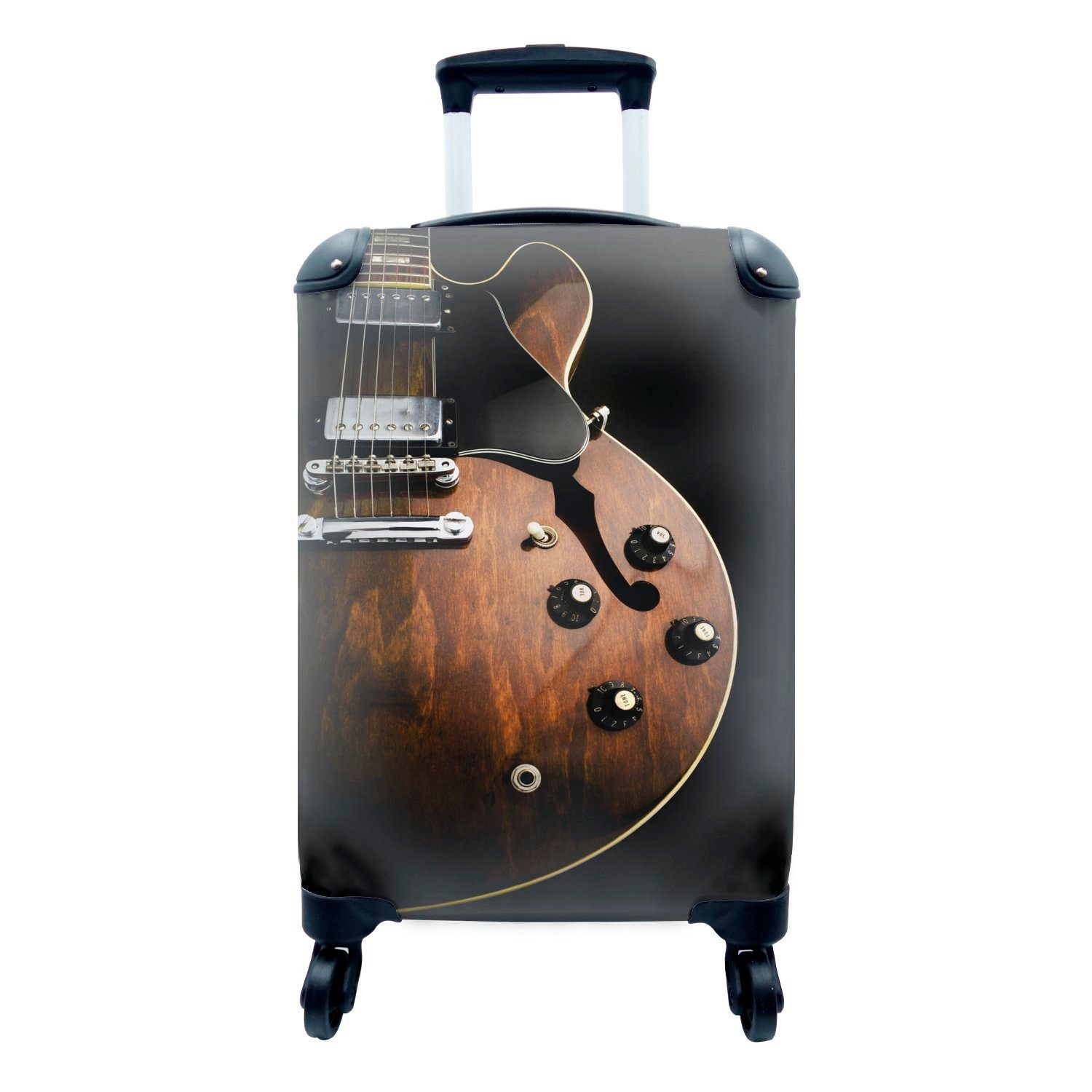 MuchoWow Handgepäckkoffer Eine E-Gitarre aus Holz, 4 Rollen, Reisetasche mit rollen, Handgepäck für Ferien, Trolley, Reisekoffer