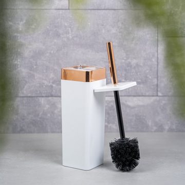 bremermann WC-Reinigungsbürste WC-Garnitur SAVONA, WC-Bürstenhalter, eckig, weiß-rosegold