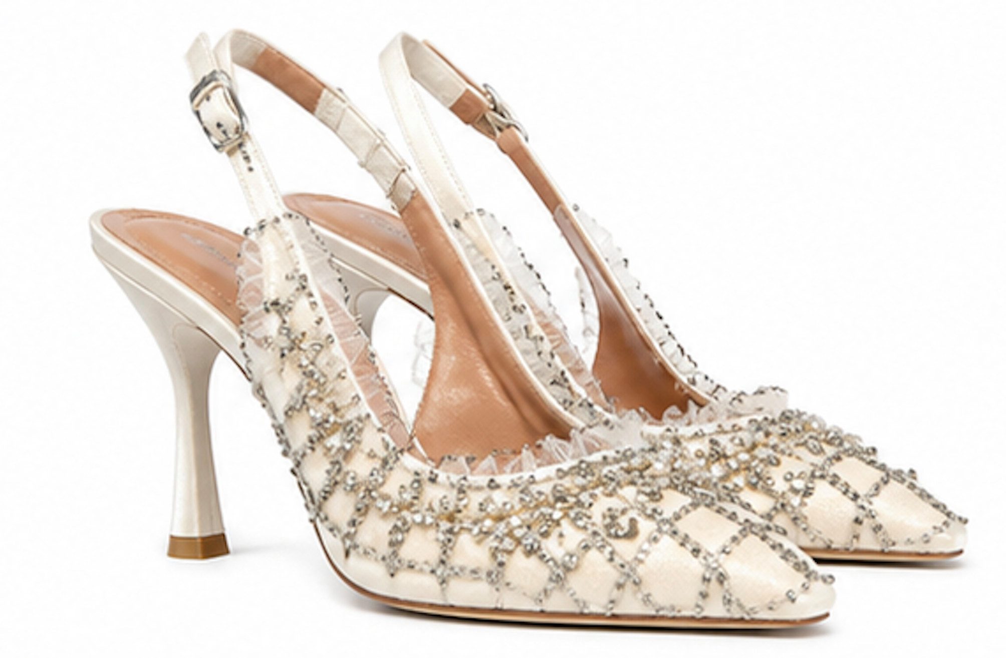 ALBERTA FERRETTI Couture High Heels Slingback Pumps Perlen Kristallen Slingpumps Handapplizierten Perlen,Kristallen,filigranen Stickereien