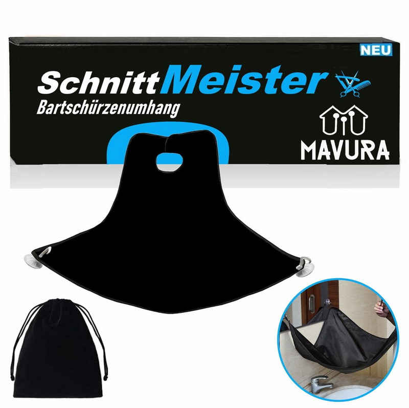 MAVURA Umhängeschürze SchnittMeister Premium Bartschürze Rasierumhang Friseurumhang, (Haarschneideumhang wasserdicht), Barber Kittel Lätzchen Bart Schürze Haarfänger Barttuch