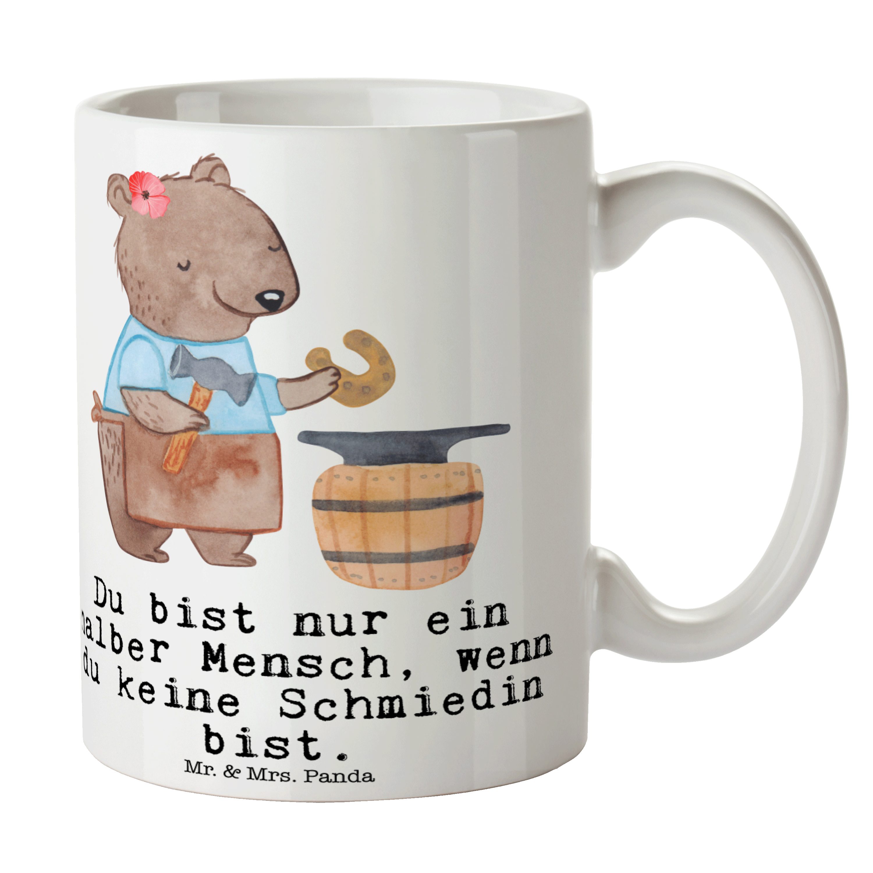 - Mr. Schmiedin Büro & Kaffeebecher, Tasse Keramik Keram, Panda mit Mrs. Weiß Geschenk, Tasse, - Herz