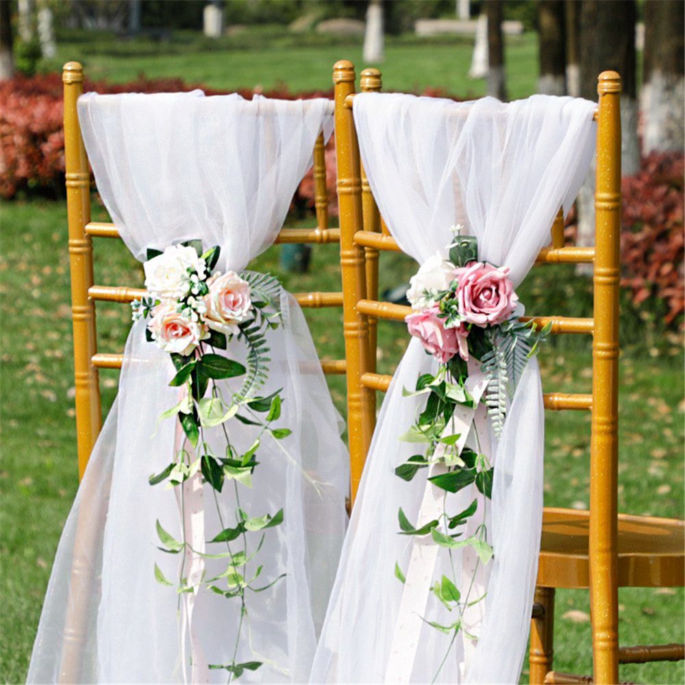 Farbe Gang-Stuhl-Rücken-Blumendekoration 1 Hochzeitszeremonie, für HAMÖWO Kunstblume