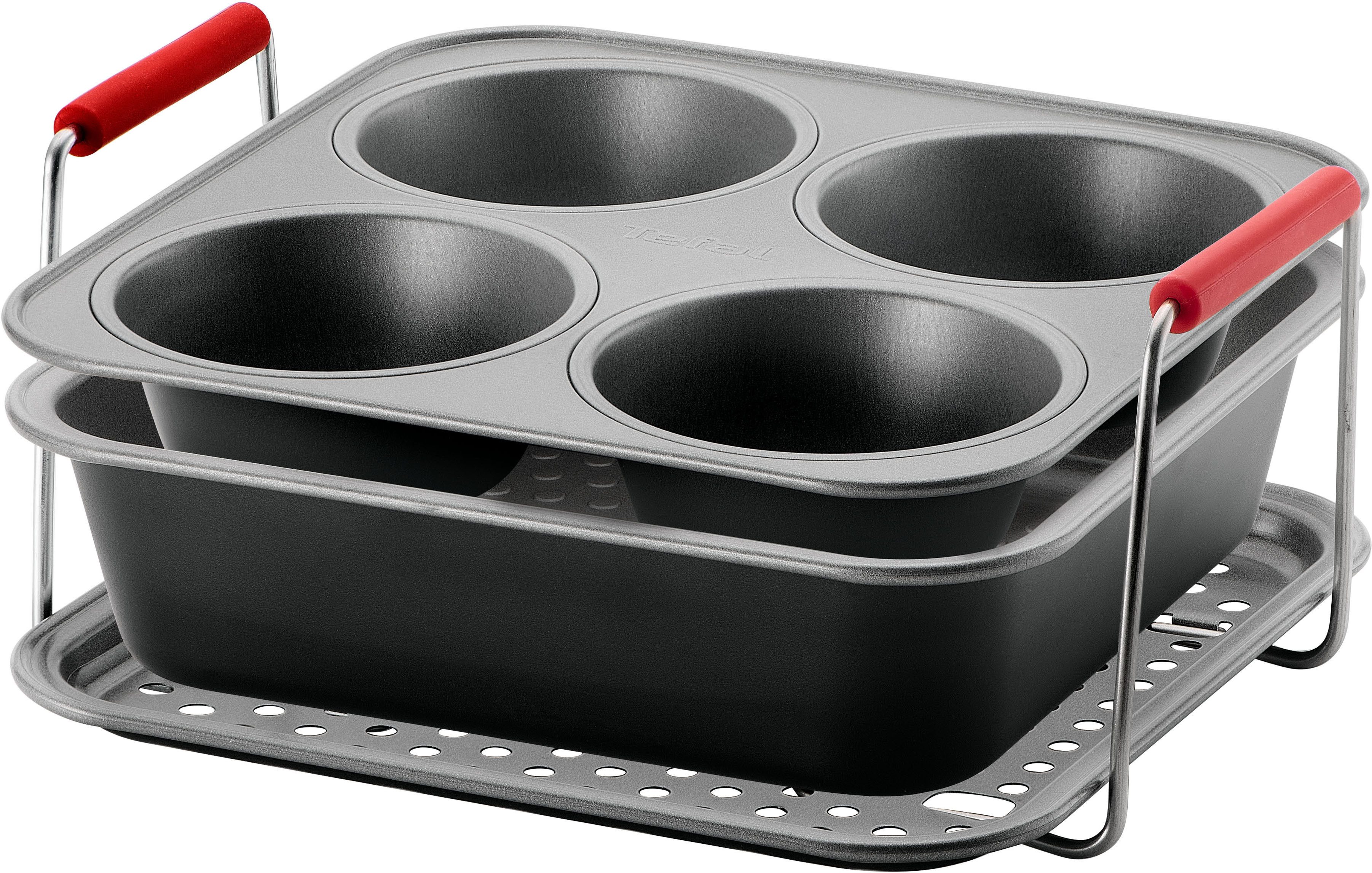 Tefal Backform Dail'Easy, Backeinsatz für die Heißluftfritteuse, (Set 3-tlg), stapelbar, antihaftbeschichtet
