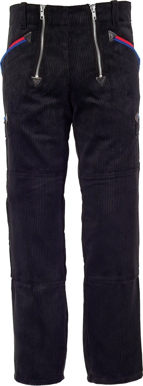 JOB Arbeitshose Zunfthose Schwarz – Kniepolstertaschen mit rot-blauer Paspel