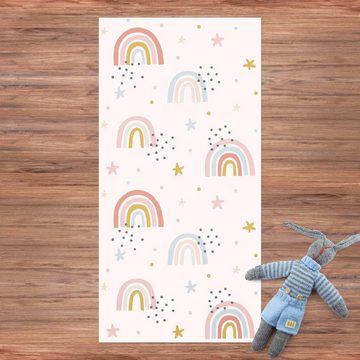 Läufer Teppich Vinyl Kinderteppich Kinderzimmer Muster Regenbogen lang, Bilderdepot24, Läufer - bunt glatt