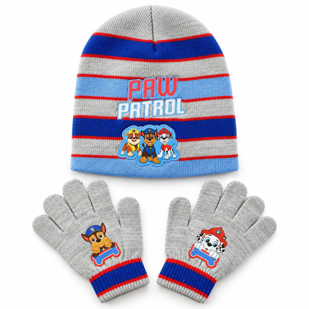 PAW PATROL Jerseymütze Paw Patrol Chase Kinder 2tlg Set Winter Mütze plus Handschuhe Gr.54