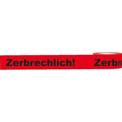 König Werbeanlagen Hinweisschild Warnband Zerbrechlich!, rot/schwarzPolypropylen, 50mmx66m, 6 Rollen/VE